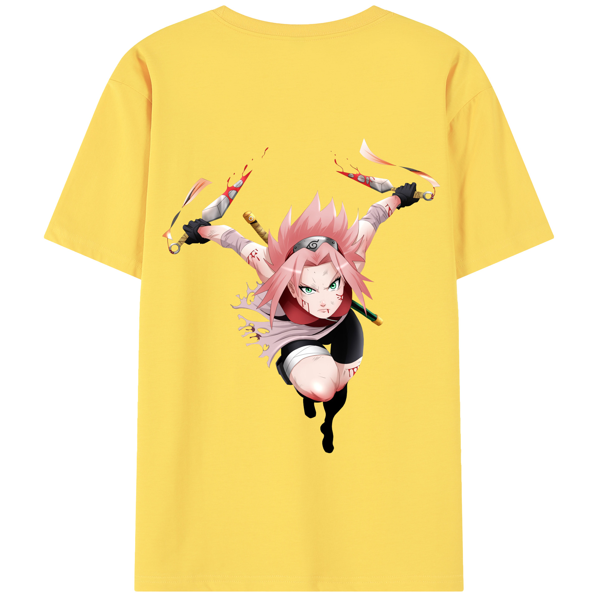 （画像用） NARUTO -ナルト- 春野サクラ Haruno Sakura 綿100％半袖Tシャツ（背面プリント）