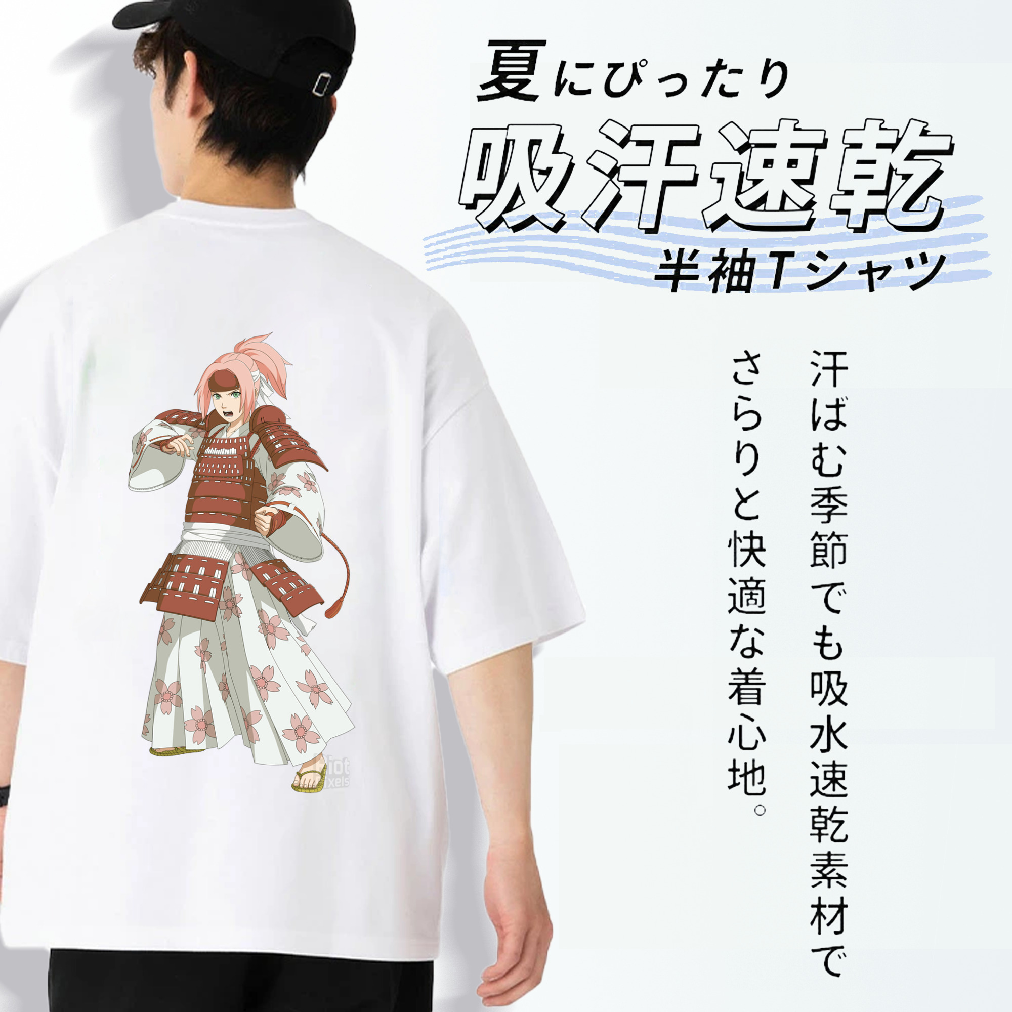 NARUTO -ナルト- 春野サクラ Haruno Sakura 綿100％半袖Tシャツ（背面プリント）