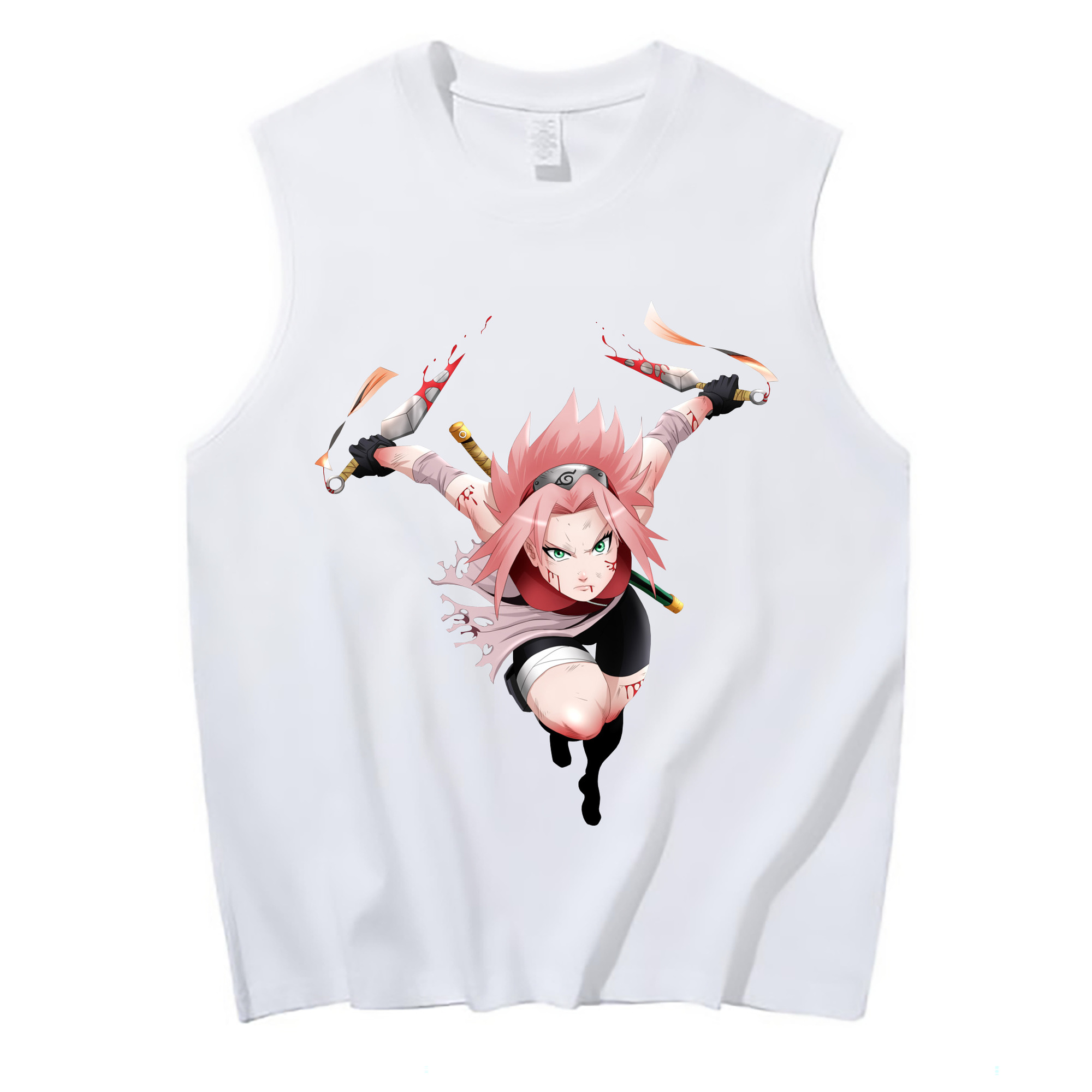 （画像用） NARUTO -ナルト- 春野サクラ Haruno Sakura コットン100％タンクトップ（フロントプリント）