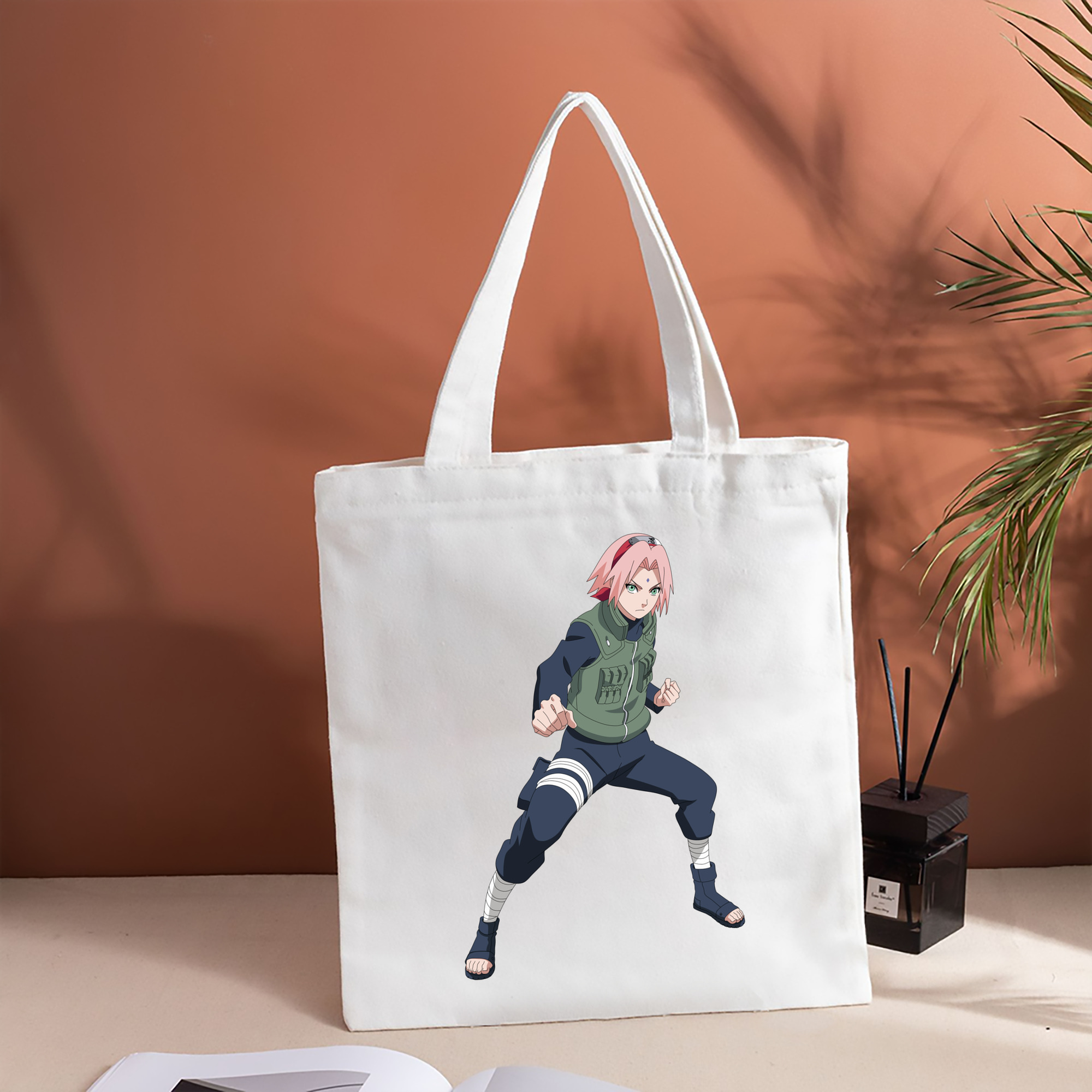 NARUTO -ナルト- 春野サクラ Haruno Sakura 縦型キャンバス生地手提げバッグ　トートバッグ