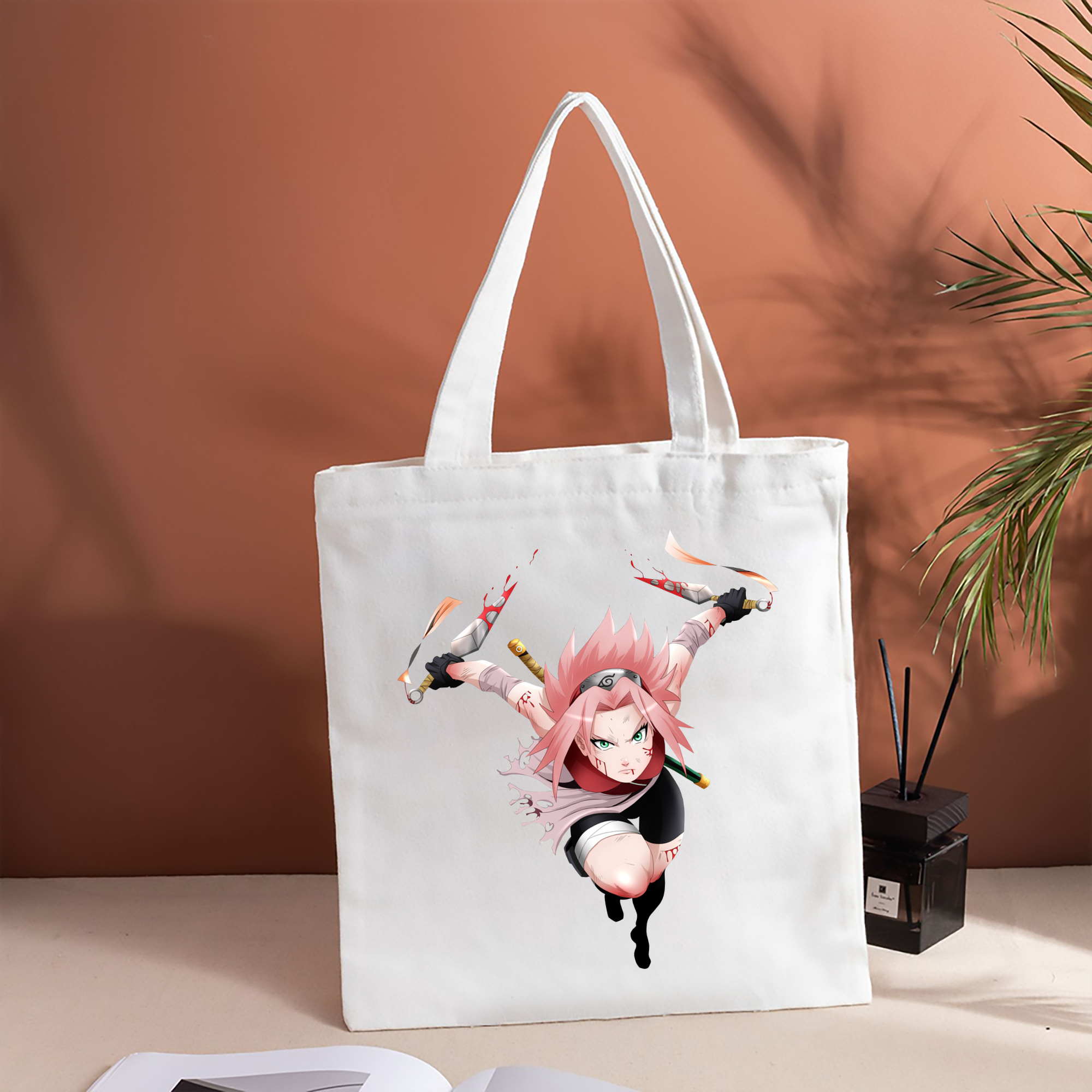 NARUTO -ナルト- 春野サクラ Haruno Sakura 縦型キャンバス生地手提げバッグ　トートバッグ