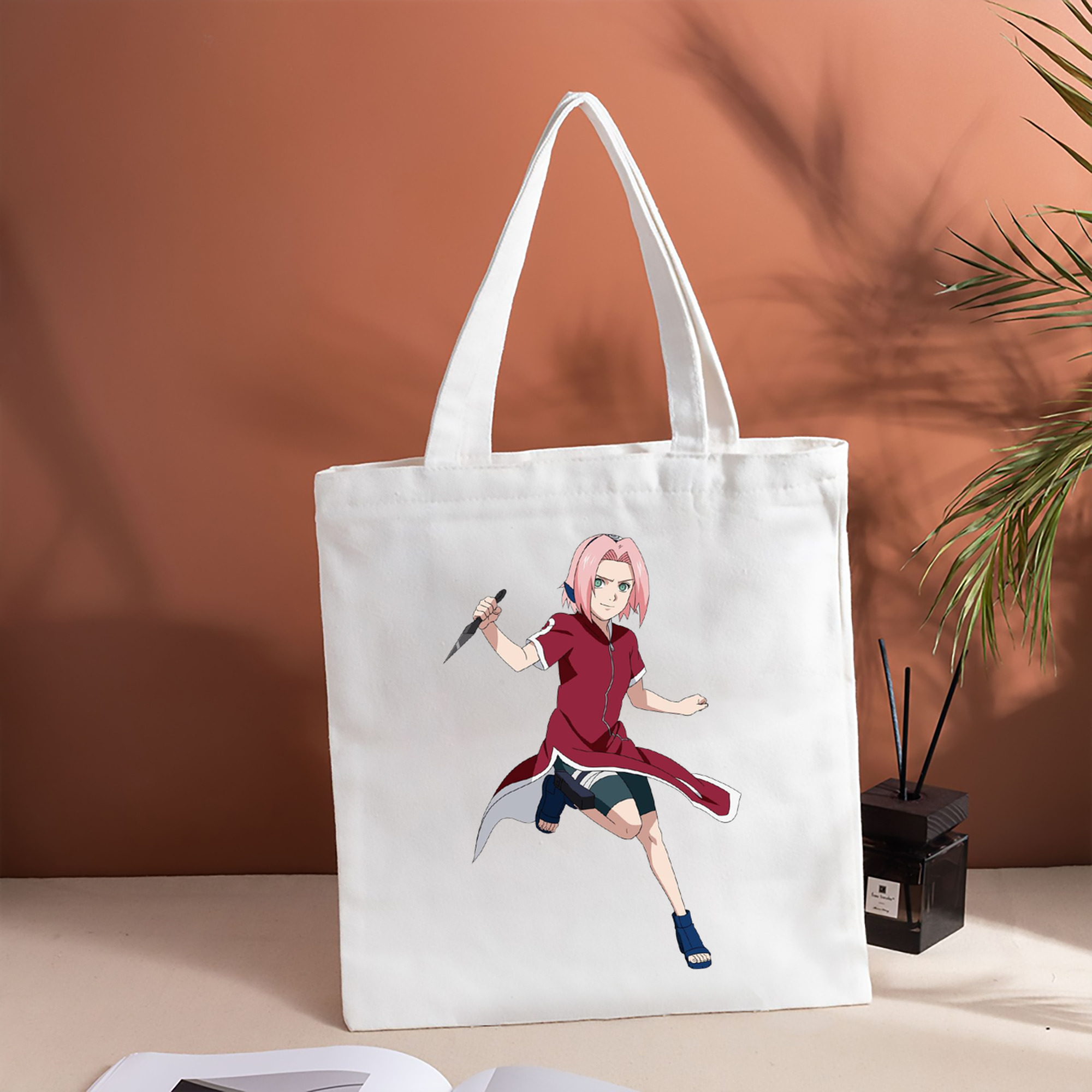 NARUTO -ナルト- 春野サクラ Haruno Sakura 縦型キャンバス生地手提げバッグ　トートバッグ