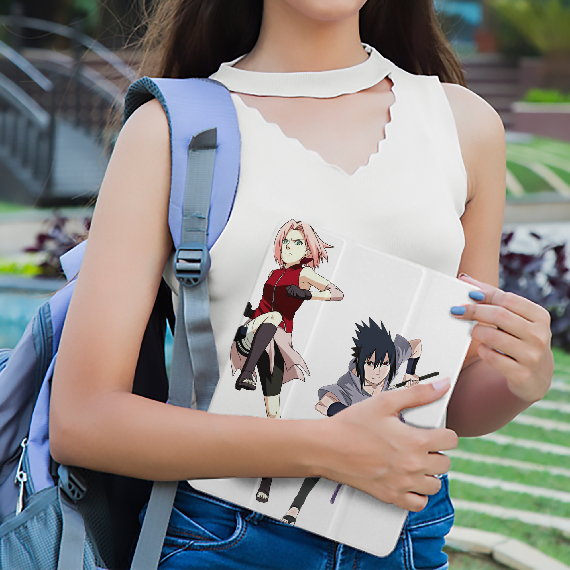 NARUTO -ナルト- 春野サクラ Haruno Sakura IPad ケース ペン収納付き 三つ折りスタンド PUレザー×シリコン 対応機種9.5/10.5/10.9インチ