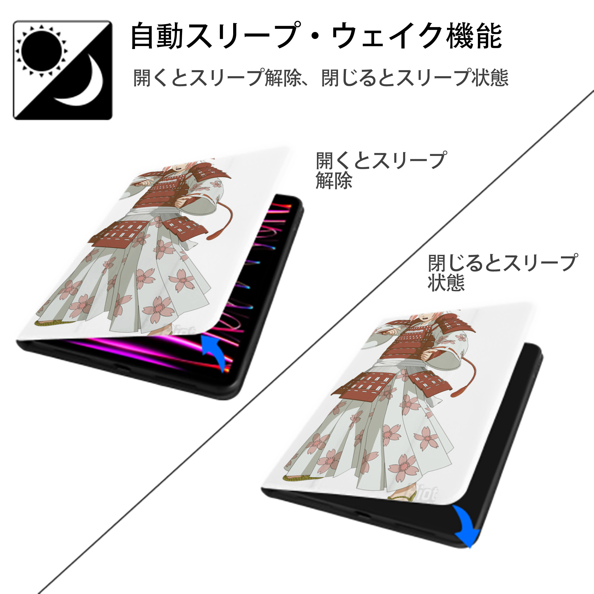 NARUTO -ナルト- 春野サクラ Haruno Sakura IPad ケース ペン収納付き 三つ折りスタンド PUレザー×シリコン 対応機種9.5/10.5/10.9インチ