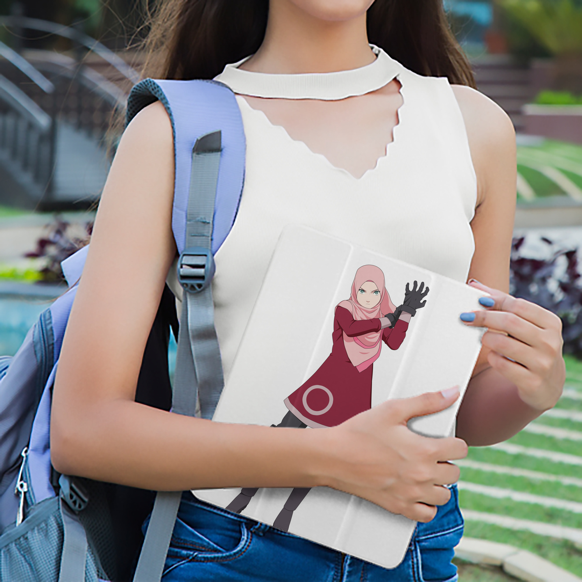 NARUTO -ナルト- 春野サクラ Haruno Sakura IPad ケース ペン収納付き 三つ折りスタンド PUレザー×シリコン 対応機種9.5/10.5/10.9インチ