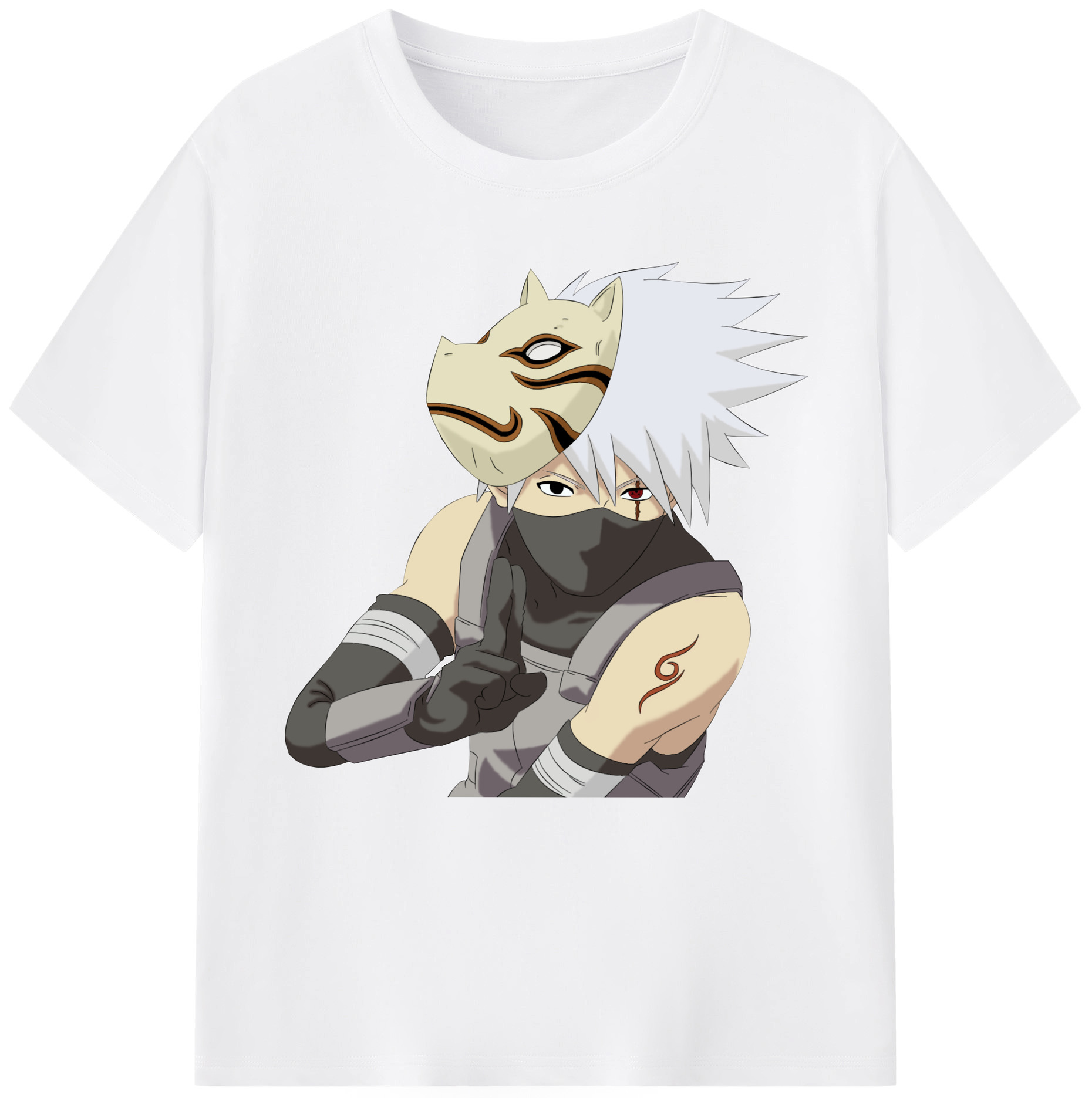 （画像用） NARUTO -ナルト- はたけ カカシ Hatake Kakashi 綿100％半袖Tシャツ（フロントプリント）