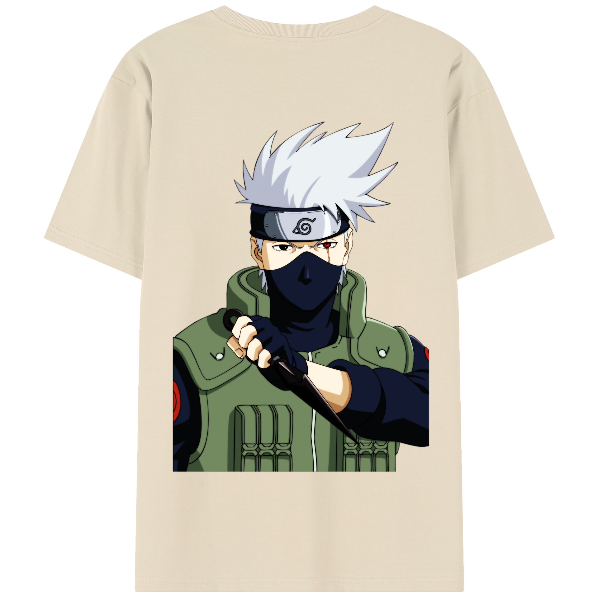 （画像用） NARUTO -ナルト- はたけ カカシ Hatake Kakashi 綿100％半袖Tシャツ（背面プリント）