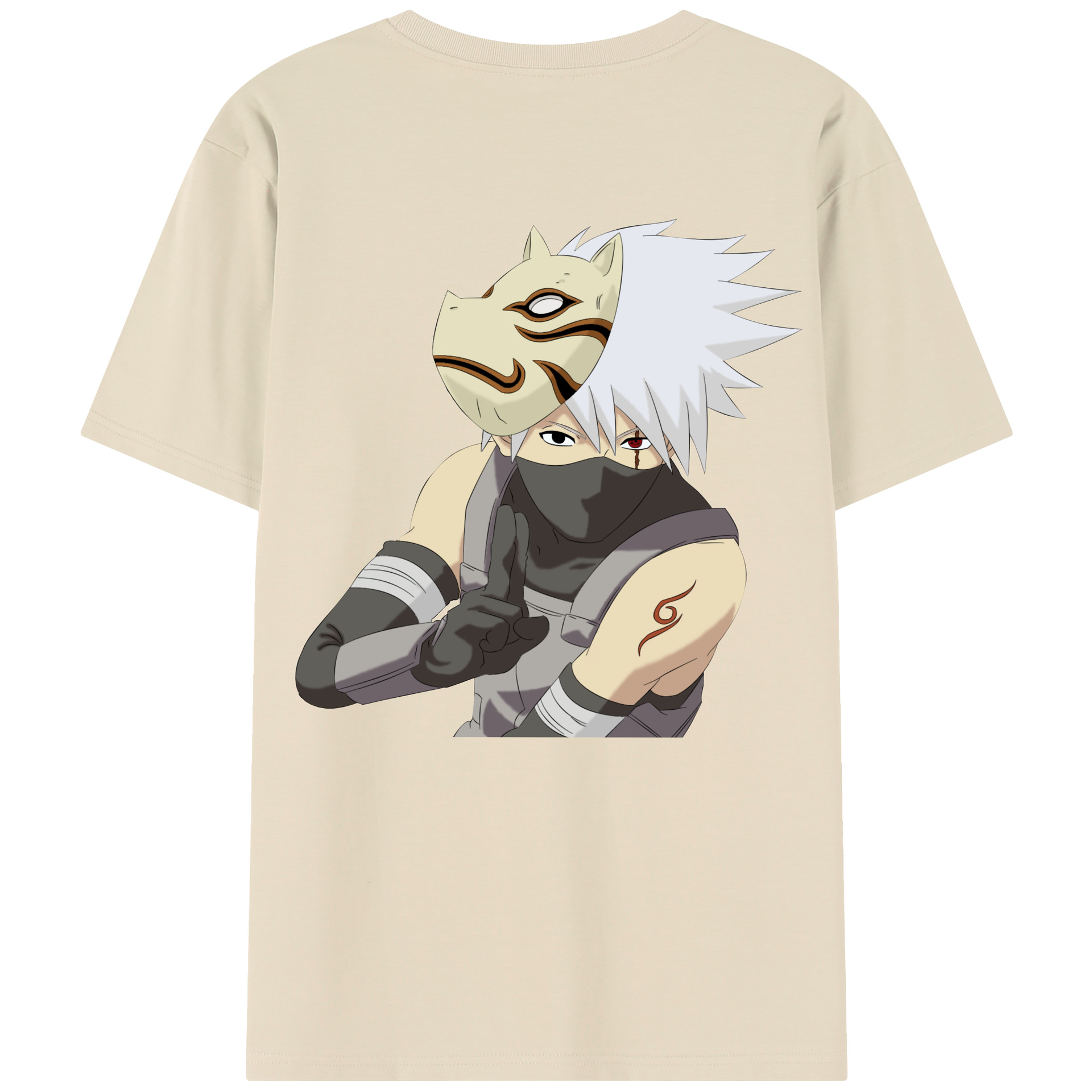 （画像用） NARUTO -ナルト- はたけ カカシ Hatake Kakashi 綿100％半袖Tシャツ（背面プリント）