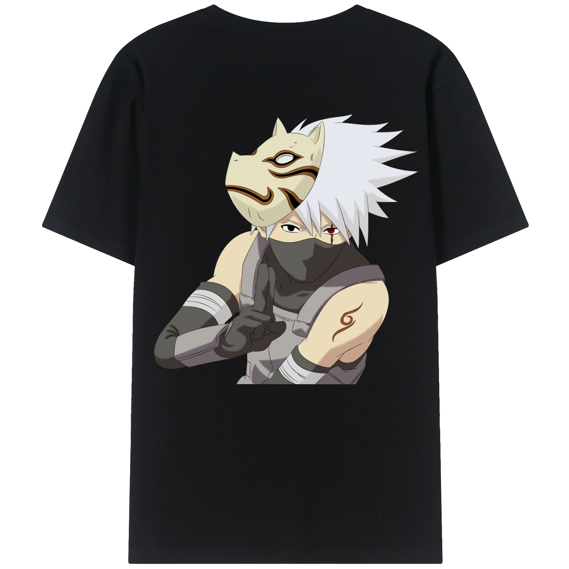 （画像用） NARUTO -ナルト- はたけ カカシ Hatake Kakashi 綿100％半袖Tシャツ（背面プリント）