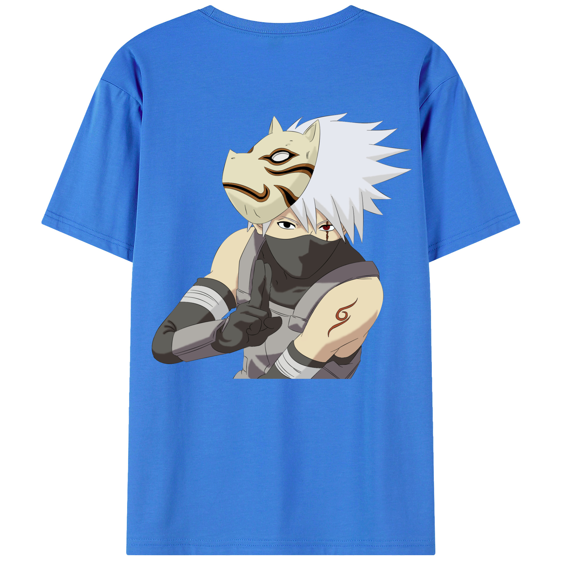 （画像用） NARUTO -ナルト- はたけ カカシ Hatake Kakashi 綿100％半袖Tシャツ（背面プリント）