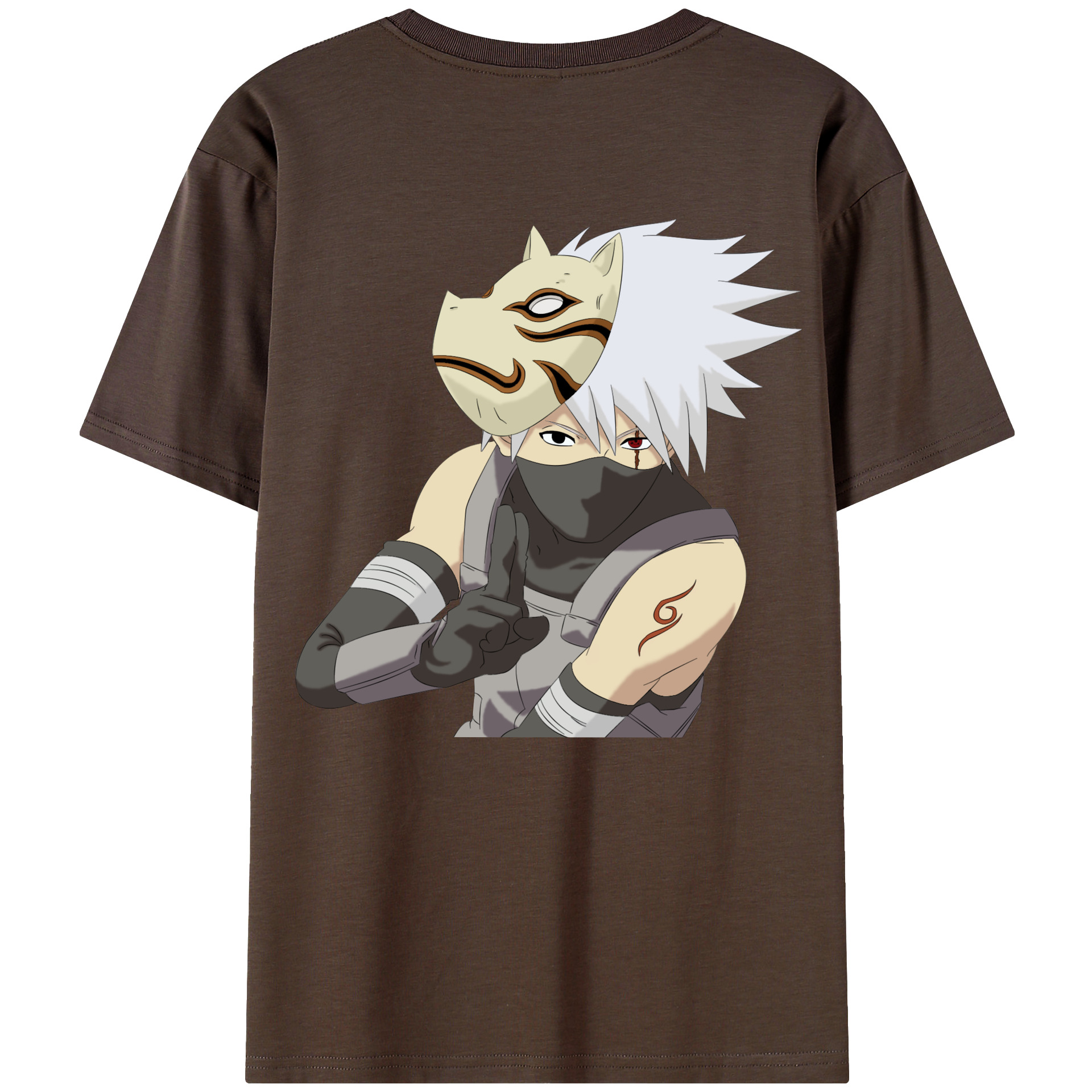 （画像用） NARUTO -ナルト- はたけ カカシ Hatake Kakashi 綿100％半袖Tシャツ（背面プリント）