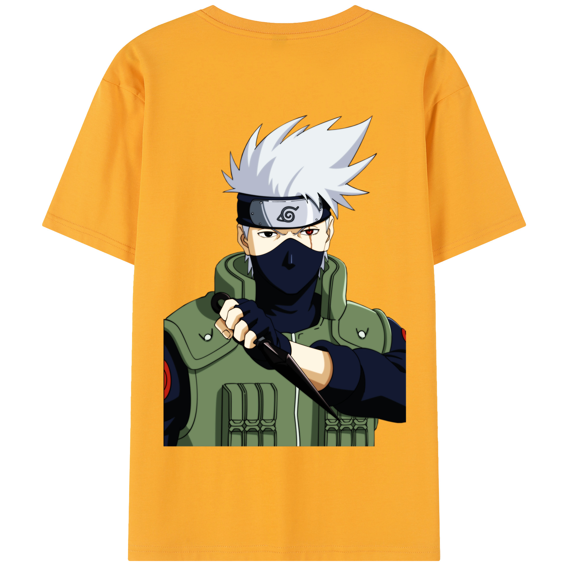（画像用） NARUTO -ナルト- はたけ カカシ Hatake Kakashi 綿100％半袖Tシャツ（背面プリント）
