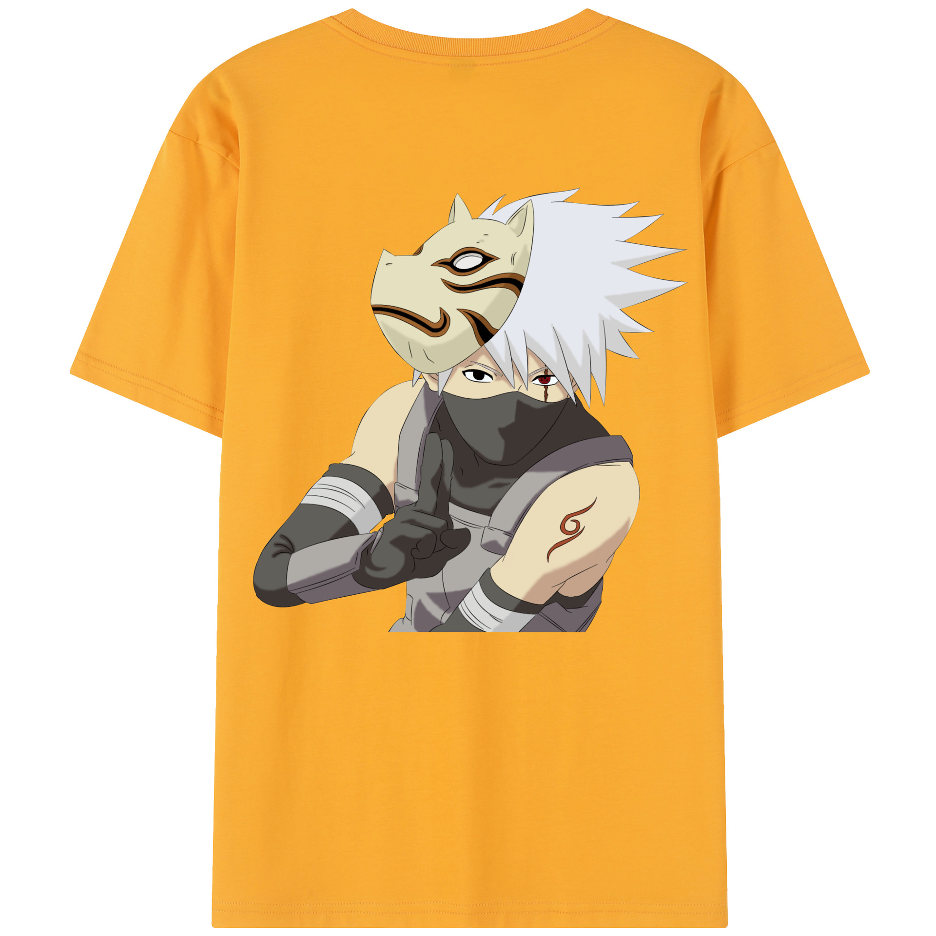 （画像用） NARUTO -ナルト- はたけ カカシ Hatake Kakashi 綿100％半袖Tシャツ（背面プリント）