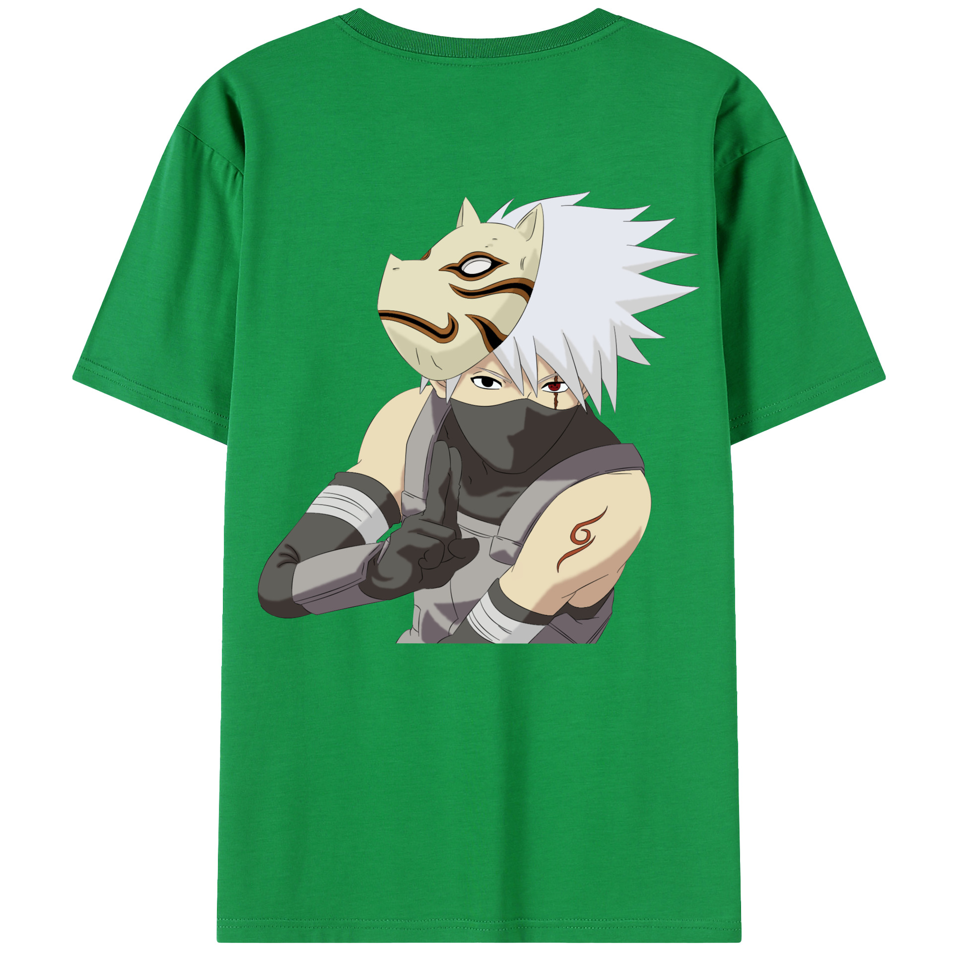 （画像用） NARUTO -ナルト- はたけ カカシ Hatake Kakashi 綿100％半袖Tシャツ（背面プリント）