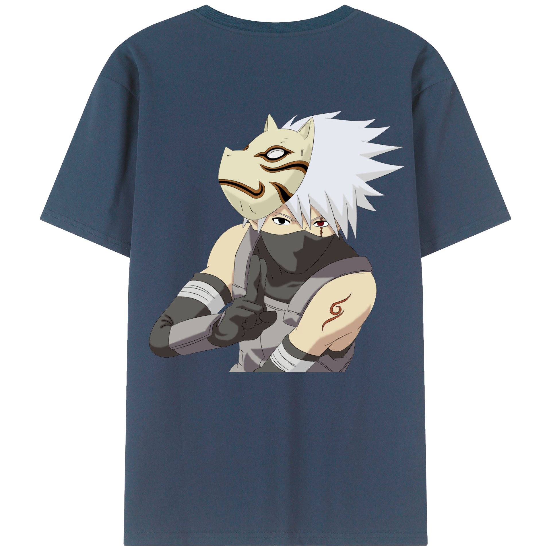 （画像用） NARUTO -ナルト- はたけ カカシ Hatake Kakashi 綿100％半袖Tシャツ（背面プリント）