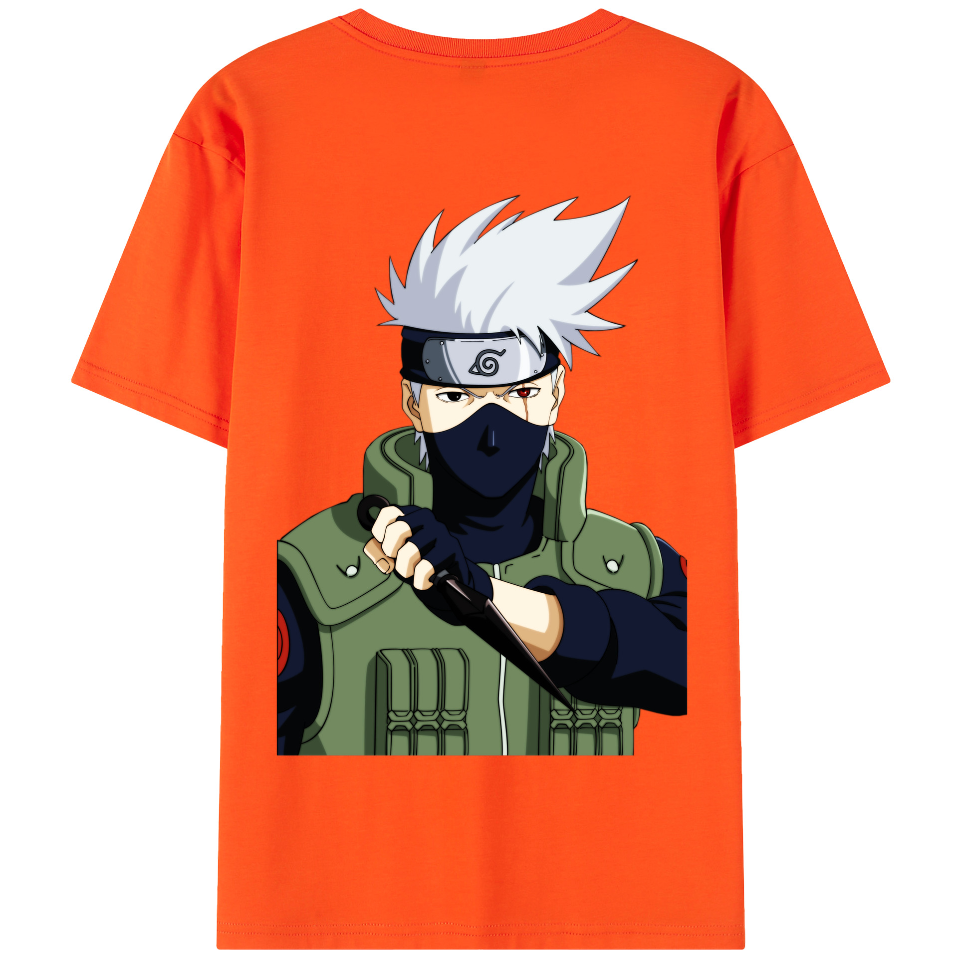 （画像用） NARUTO -ナルト- はたけ カカシ Hatake Kakashi 綿100％半袖Tシャツ（背面プリント）