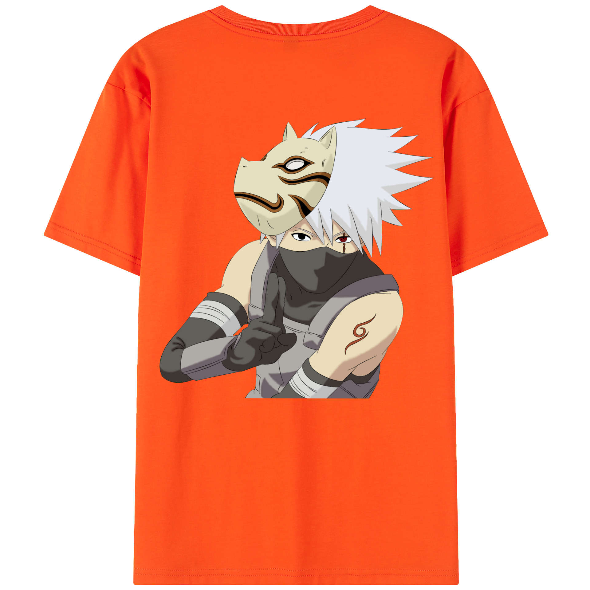 （画像用） NARUTO -ナルト- はたけ カカシ Hatake Kakashi 綿100％半袖Tシャツ（背面プリント）