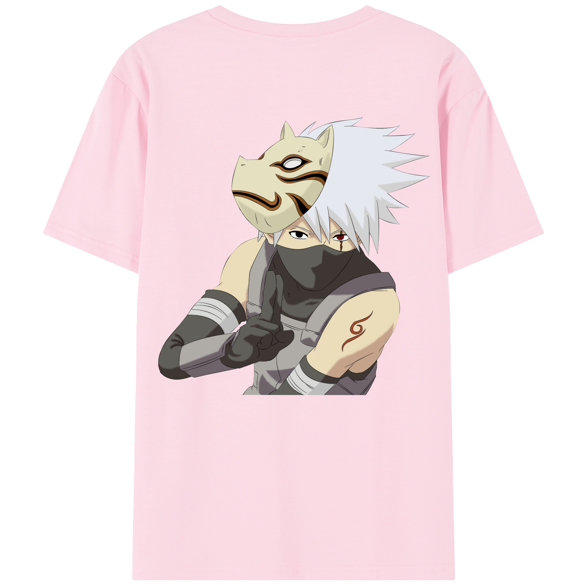 （画像用） NARUTO -ナルト- はたけ カカシ Hatake Kakashi 綿100％半袖Tシャツ（背面プリント）