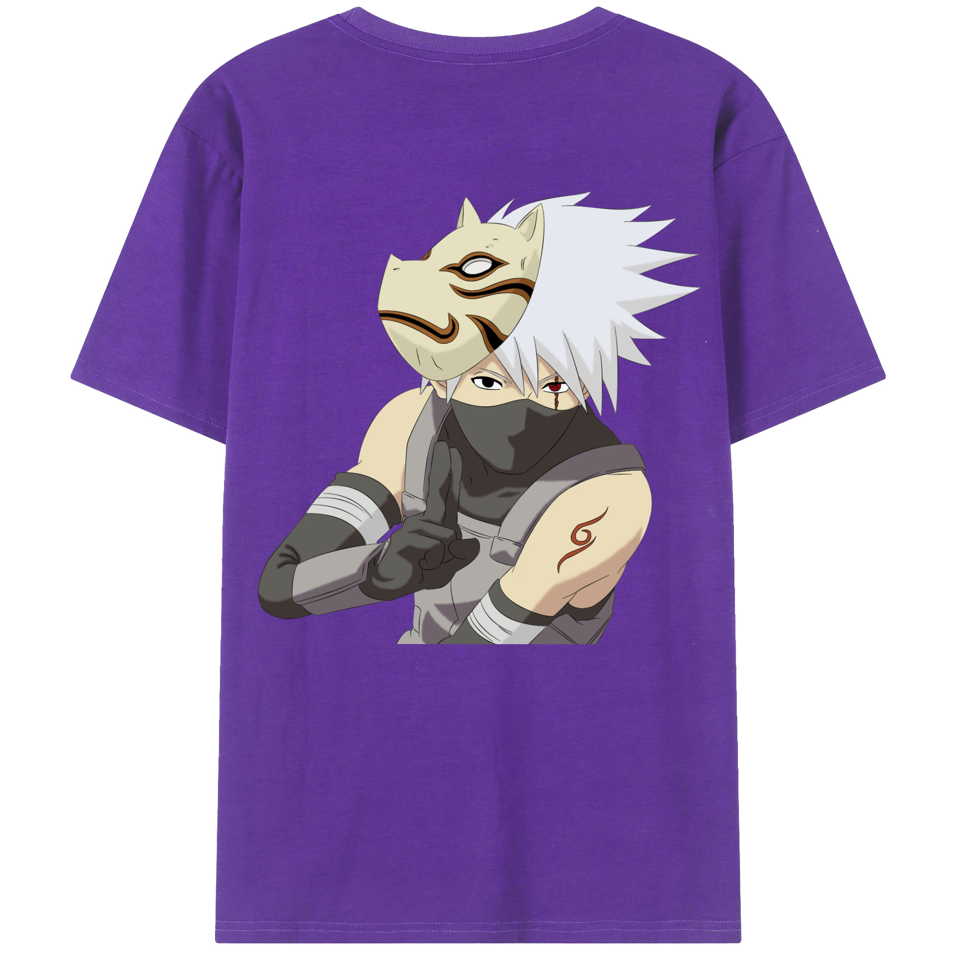 （画像用） NARUTO -ナルト- はたけ カカシ Hatake Kakashi 綿100％半袖Tシャツ（背面プリント）