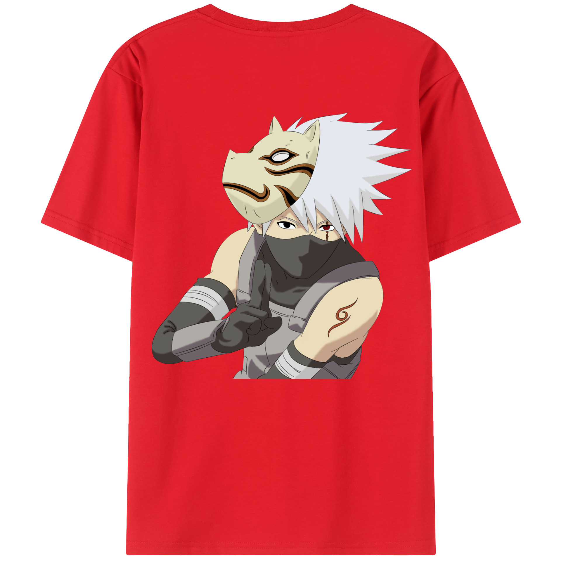 （画像用） NARUTO -ナルト- はたけ カカシ Hatake Kakashi 綿100％半袖Tシャツ（背面プリント）