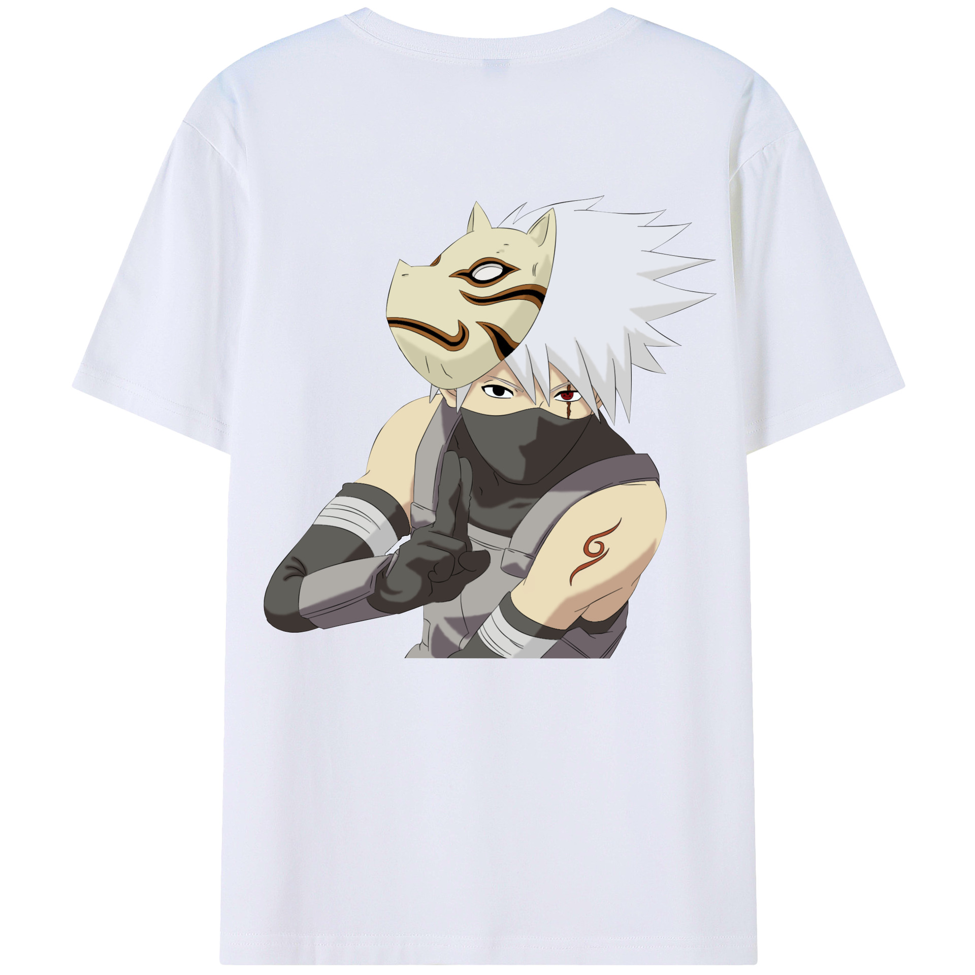 （画像用） NARUTO -ナルト- はたけ カカシ Hatake Kakashi 綿100％半袖Tシャツ（背面プリント）