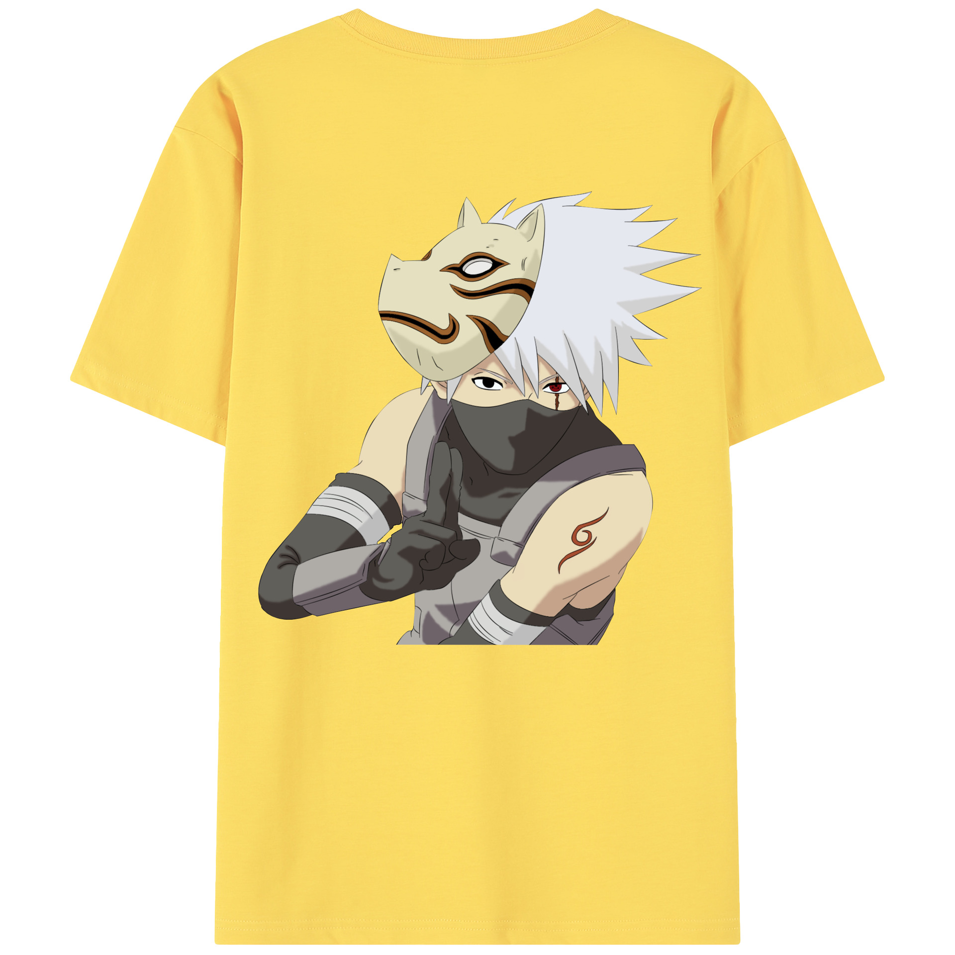 （画像用） NARUTO -ナルト- はたけ カカシ Hatake Kakashi 綿100％半袖Tシャツ（背面プリント）