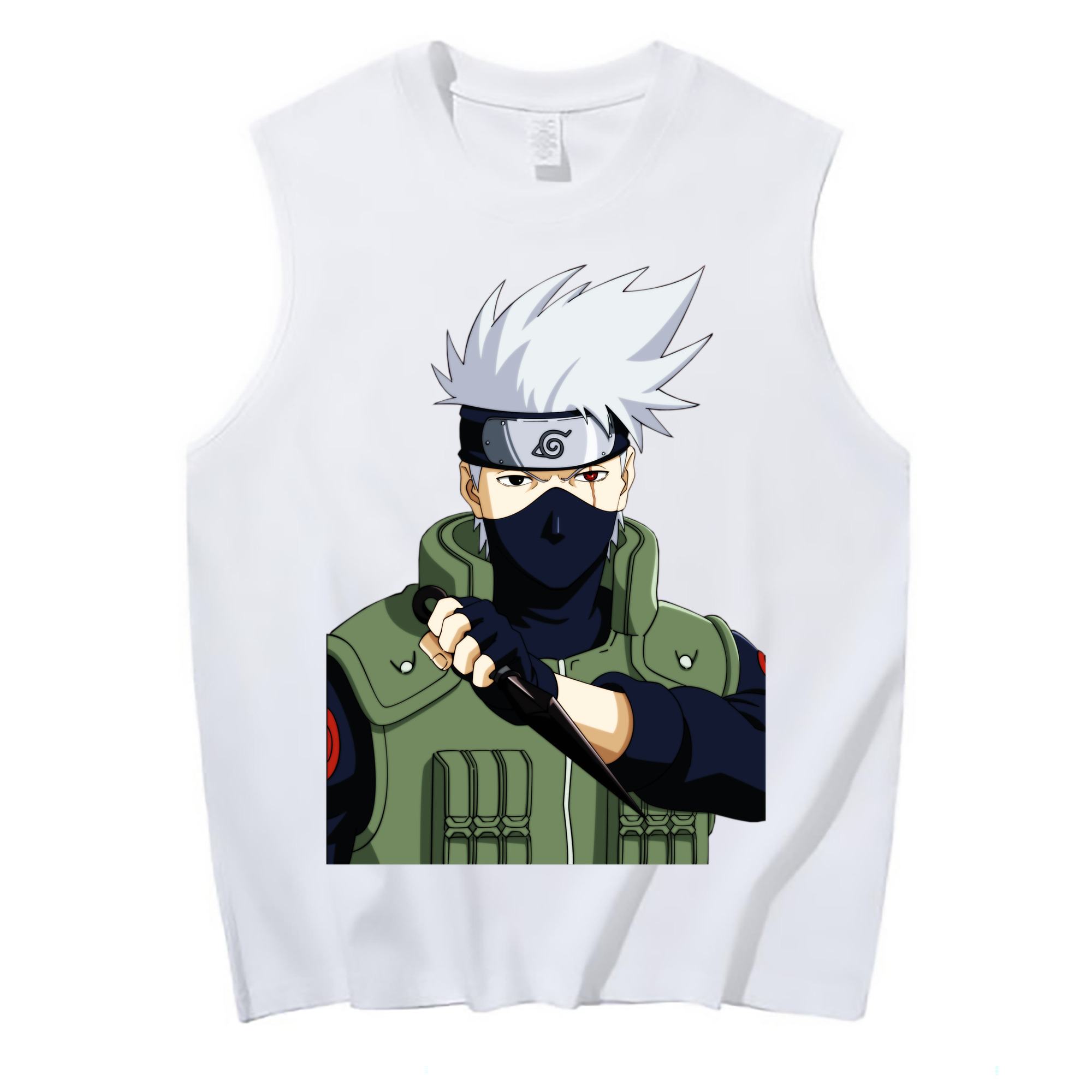 （画像用） NARUTO -ナルト- はたけ カカシ Hatake Kakashi コットン100％タンクトップ（フロントプリント）