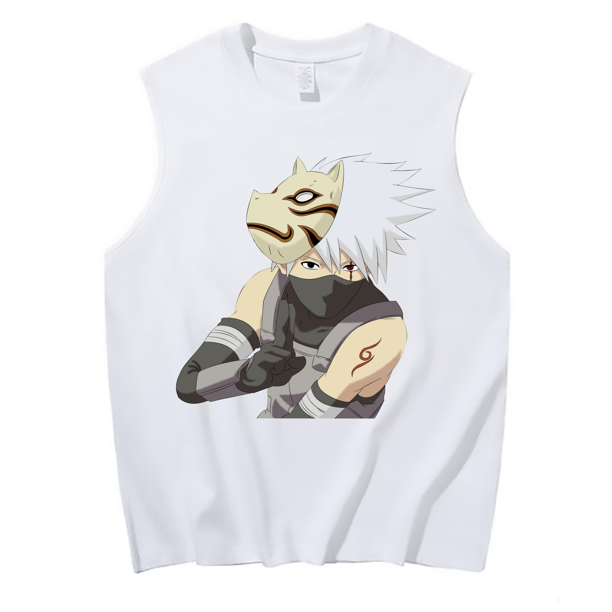 （画像用） NARUTO -ナルト- はたけ カカシ Hatake Kakashi コットン100％タンクトップ（フロントプリント）