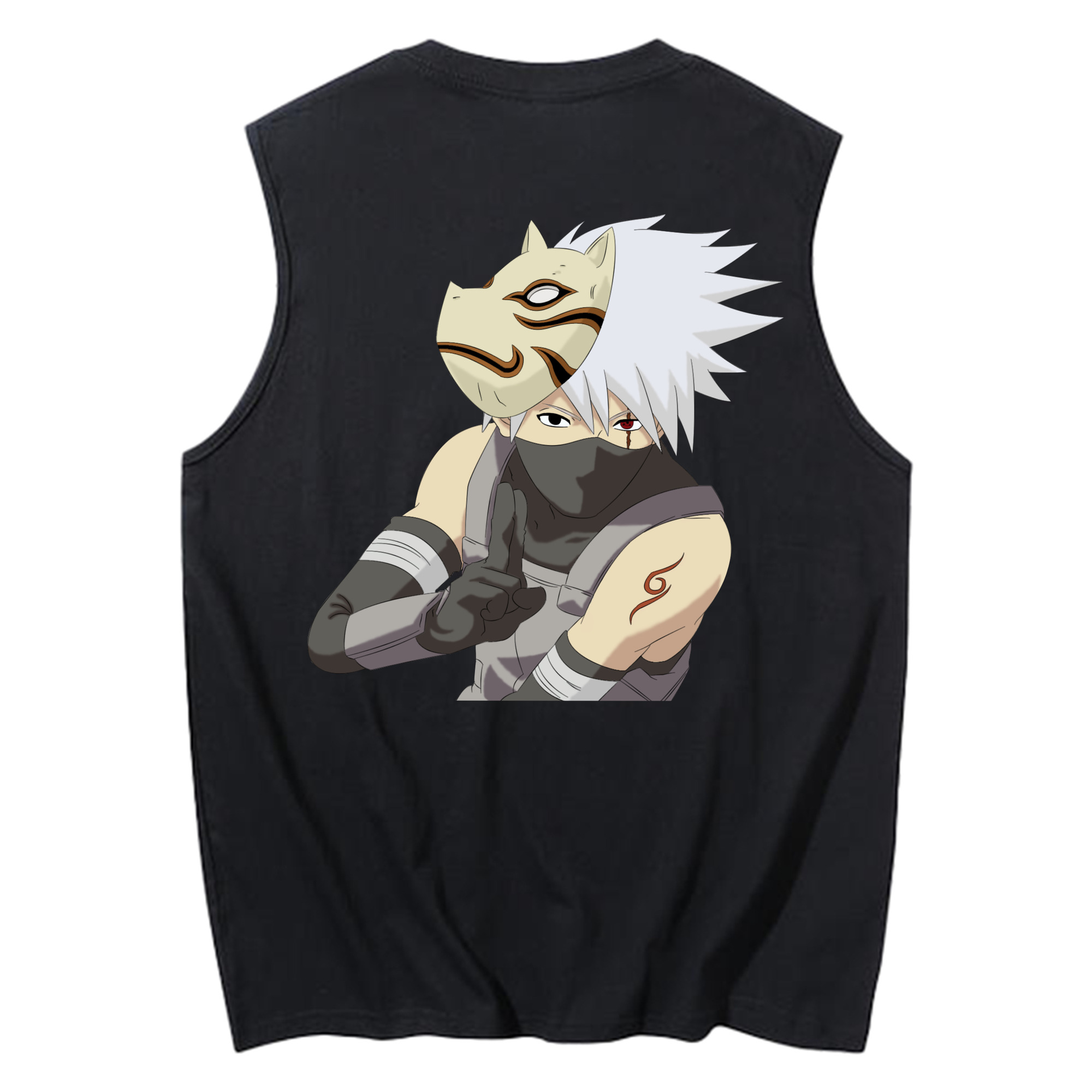 （画像用） NARUTO -ナルト- はたけ カカシ Hatake Kakashi コットン100％タンクトップ（背面プリント）