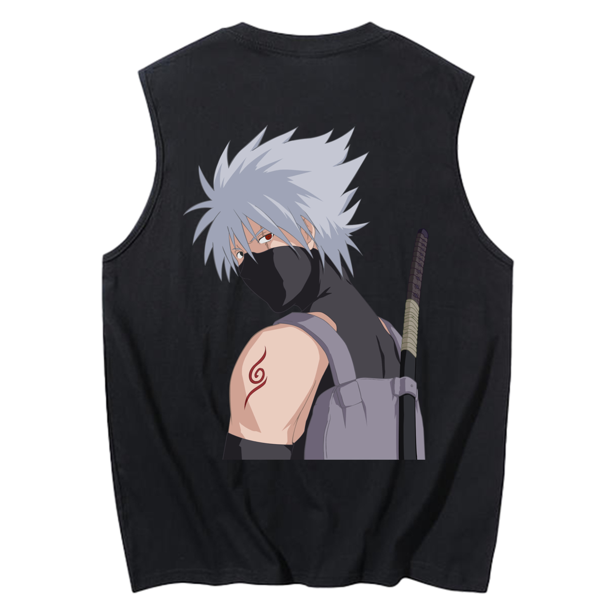 （画像用） NARUTO -ナルト- はたけ カカシ Hatake Kakashi コットン100％タンクトップ（背面プリント）