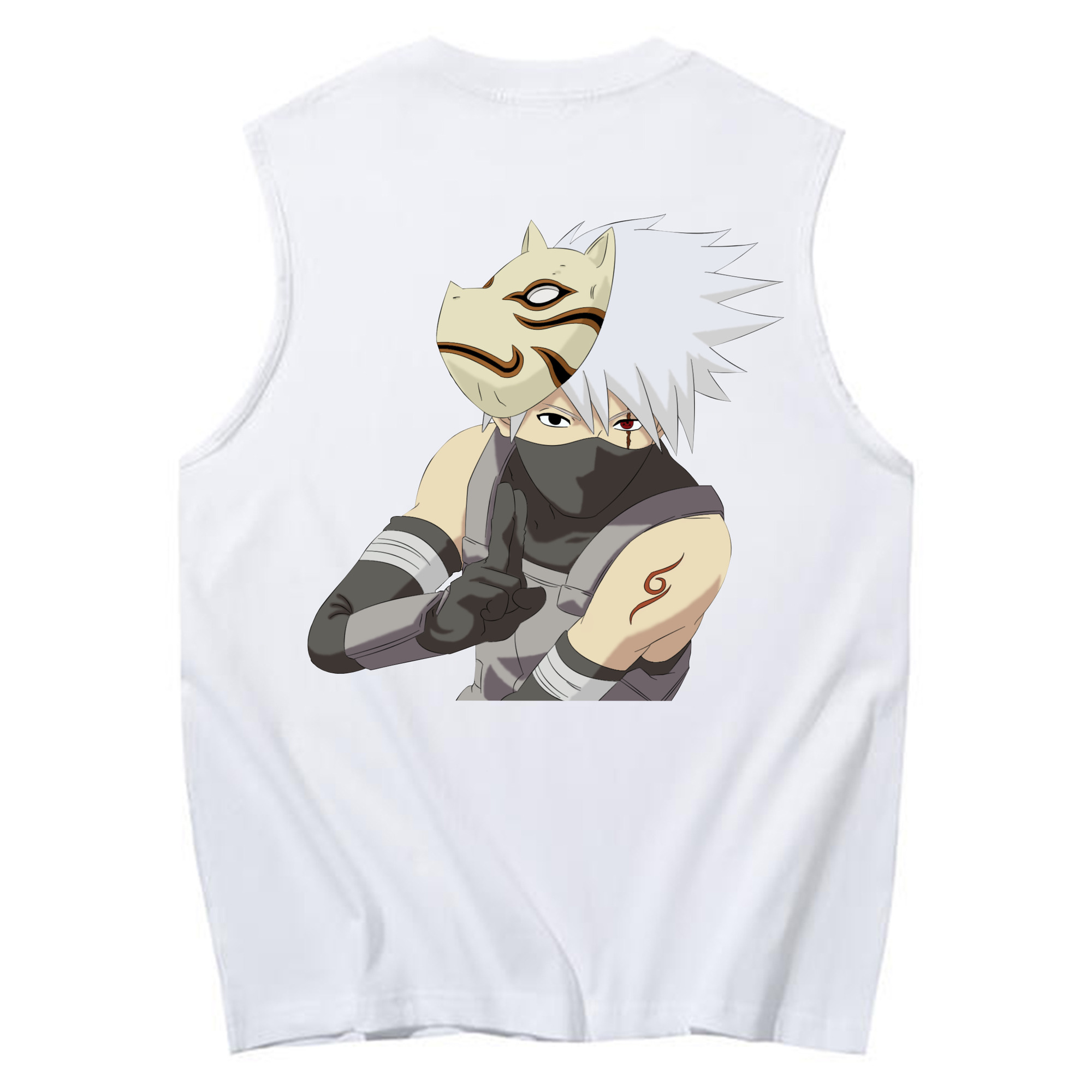 （画像用） NARUTO -ナルト- はたけ カカシ Hatake Kakashi コットン100％タンクトップ（背面プリント）