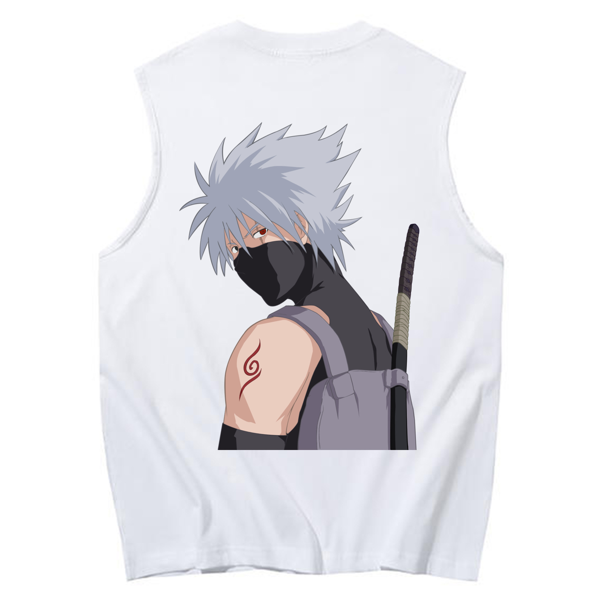 （画像用） NARUTO -ナルト- はたけ カカシ Hatake Kakashi コットン100％タンクトップ（背面プリント）