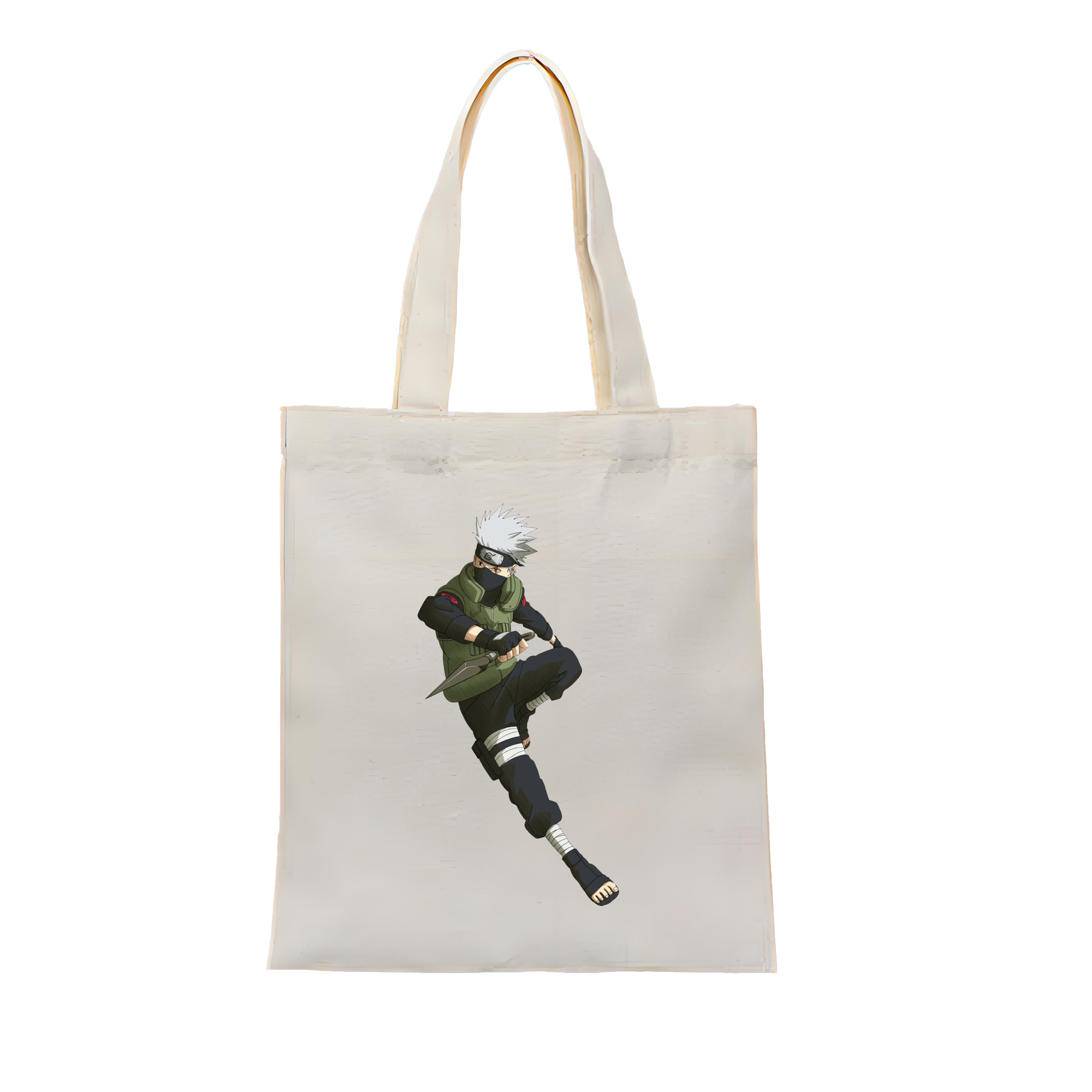 （画像用） NARUTO -ナルト- はたけ カカシ Hatake Kakashi 縦型キャンバス生地手提げバッグ　トートバッグ
