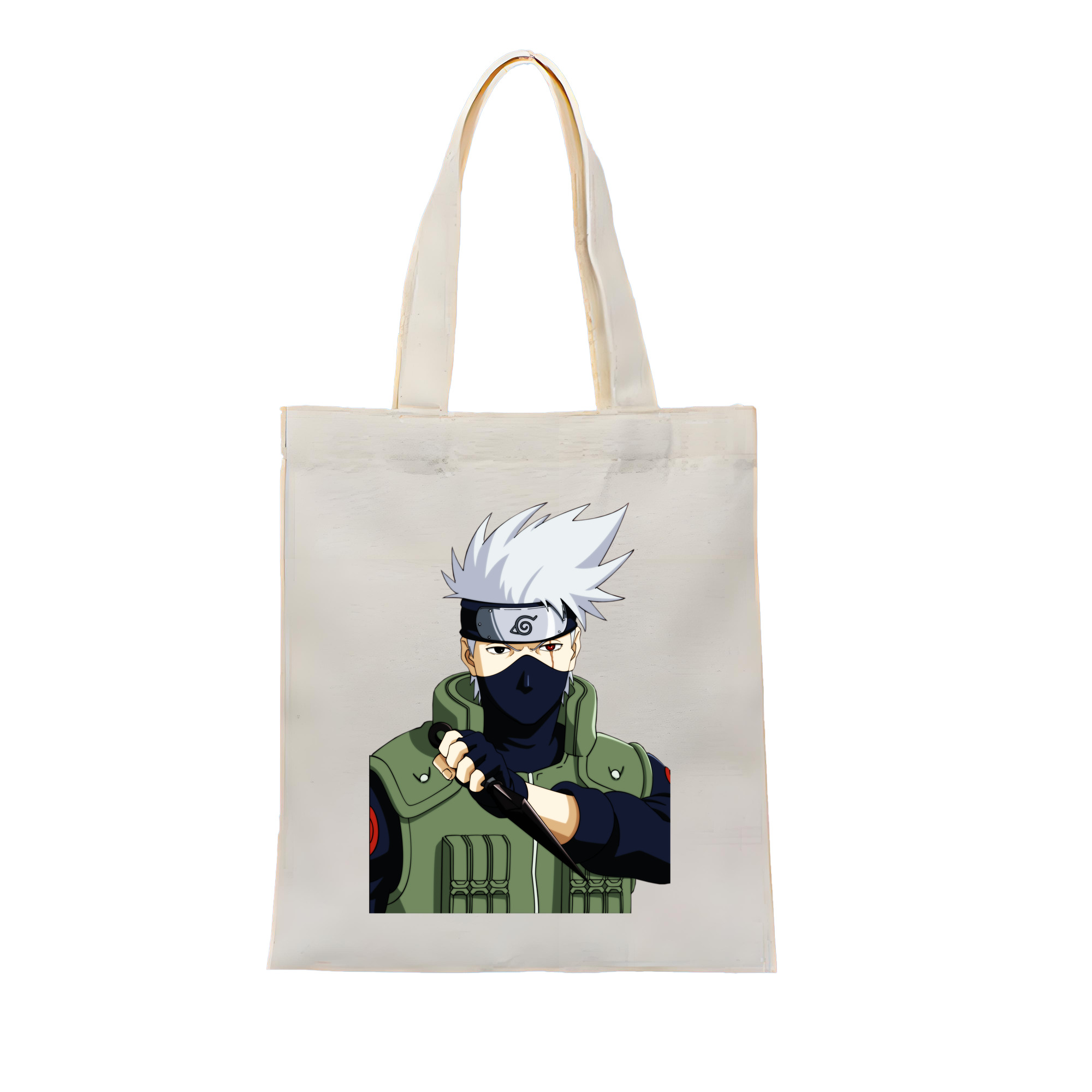 （画像用） NARUTO -ナルト- はたけ カカシ Hatake Kakashi 縦型キャンバス生地手提げバッグ　トートバッグ