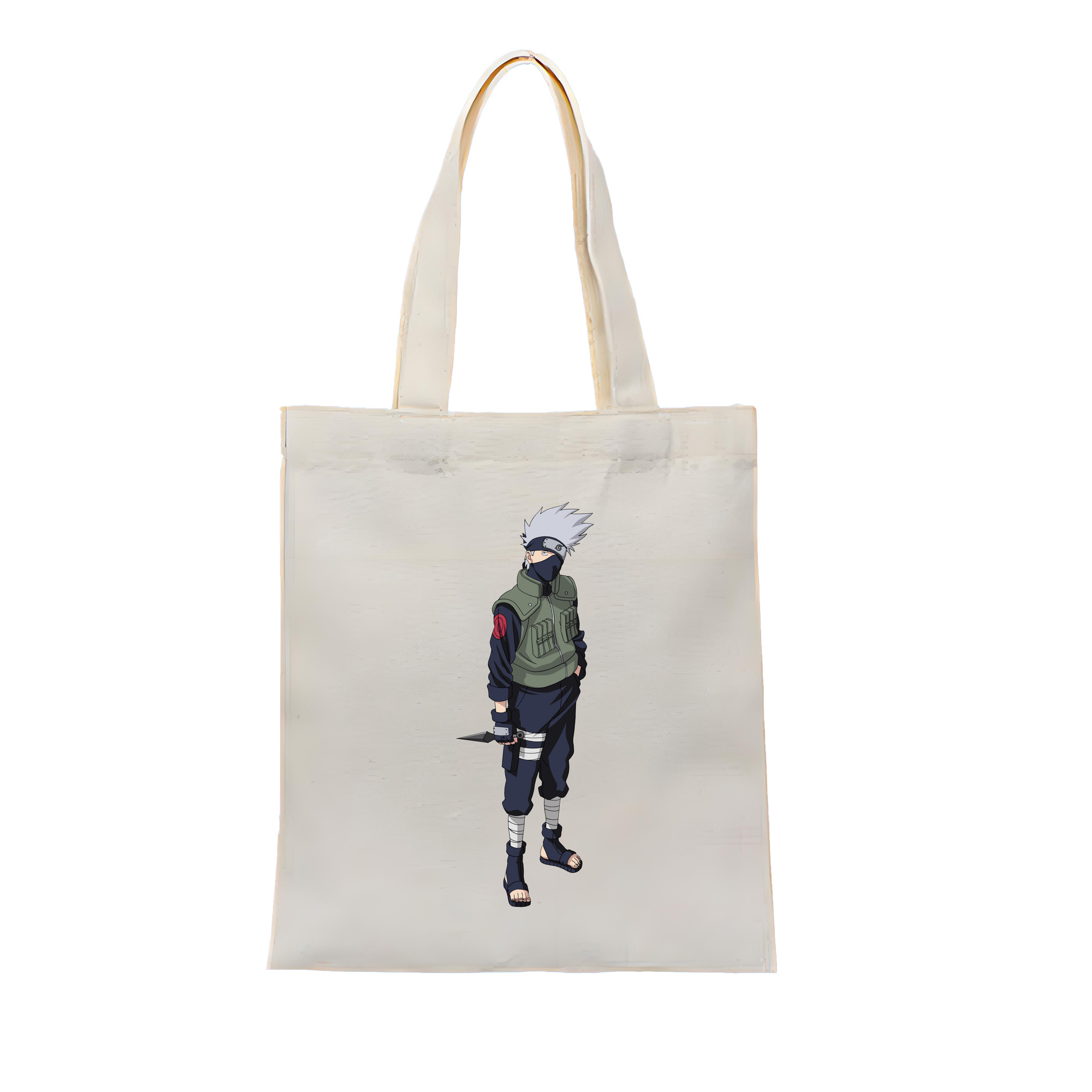 （画像用） NARUTO -ナルト- はたけ カカシ Hatake Kakashi 縦型キャンバス生地手提げバッグ　トートバッグ