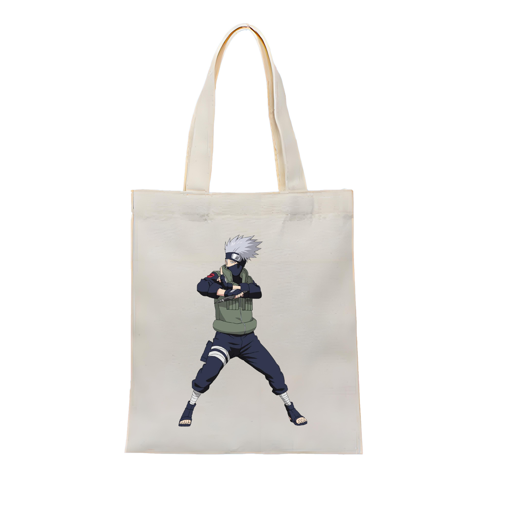 （画像用） NARUTO -ナルト- はたけ カカシ Hatake Kakashi 縦型キャンバス生地手提げバッグ　トートバッグ