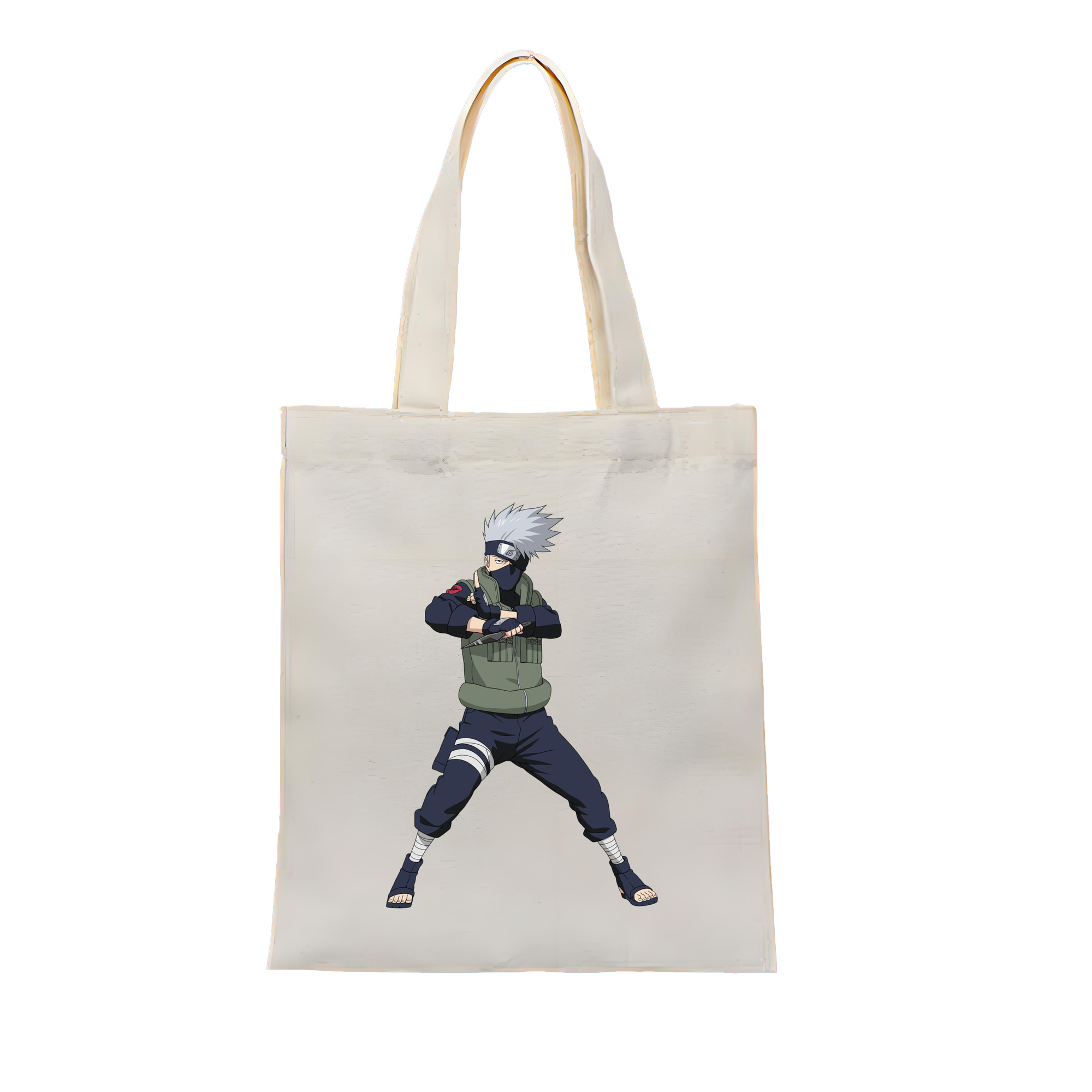 （画像用） NARUTO -ナルト- はたけ カカシ Hatake Kakashi 縦型キャンバス生地手提げバッグ　トートバッグ