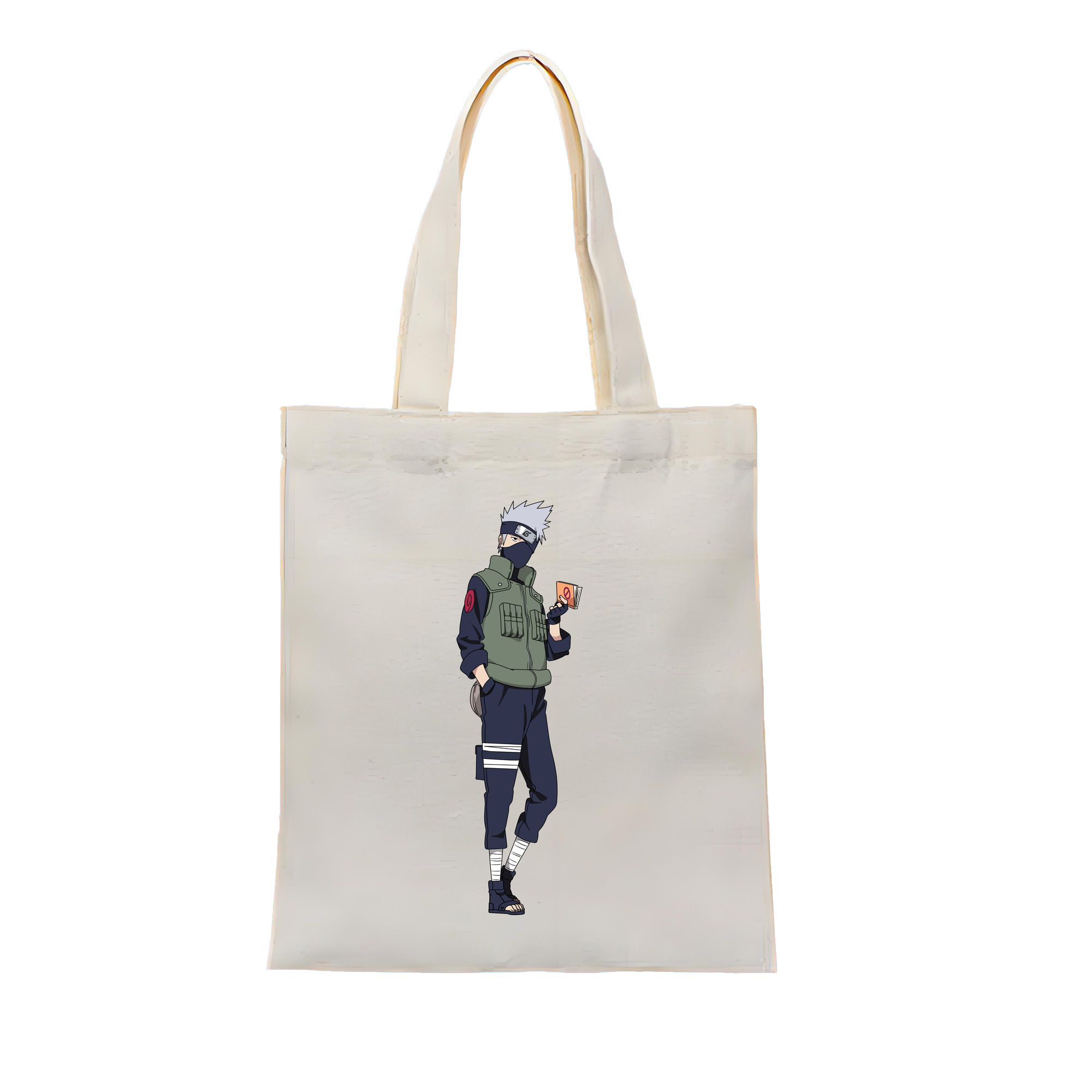 （画像用） NARUTO -ナルト- はたけ カカシ Hatake Kakashi 縦型キャンバス生地手提げバッグ　トートバッグ