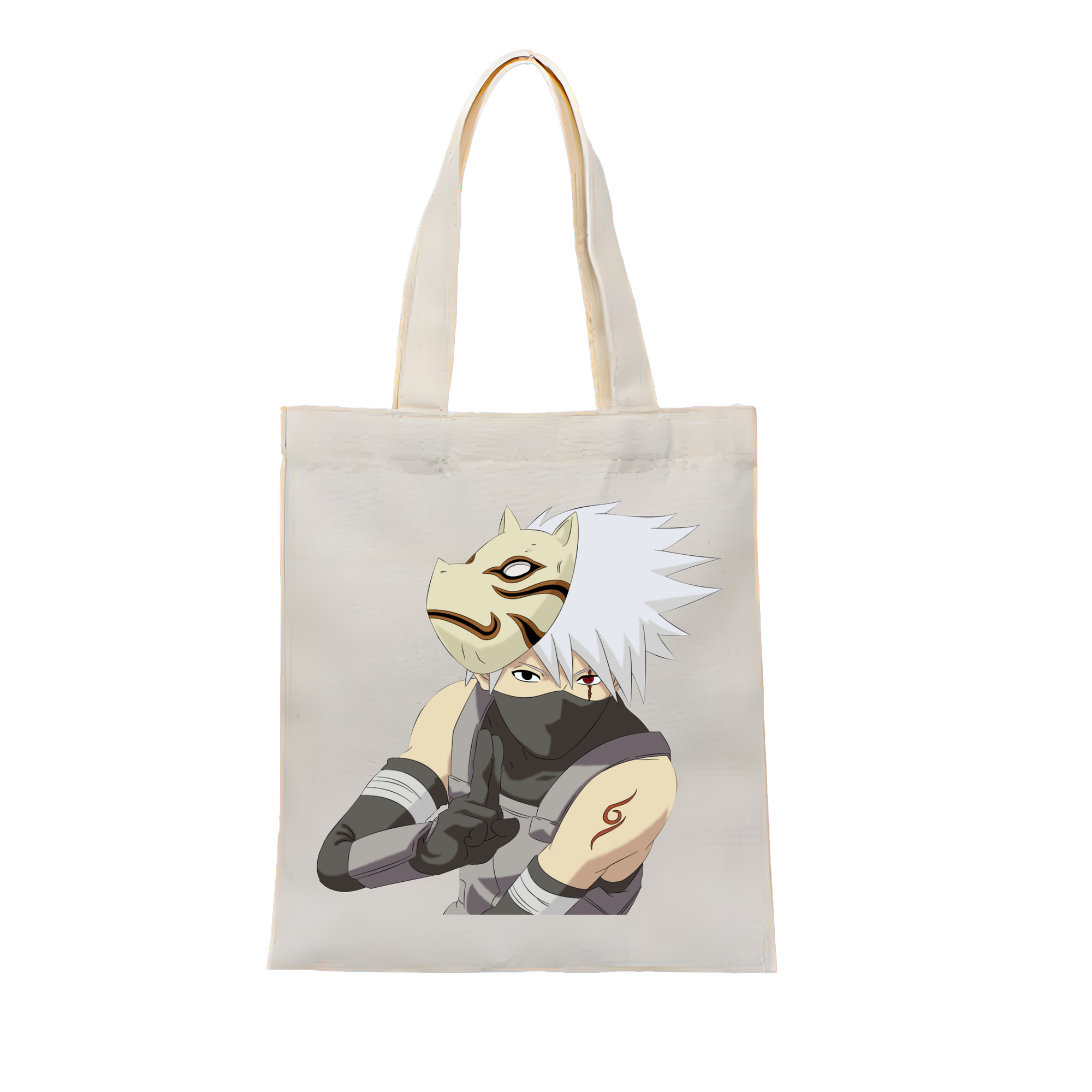 （画像用） NARUTO -ナルト- はたけ カカシ Hatake Kakashi 縦型キャンバス生地手提げバッグ　トートバッグ