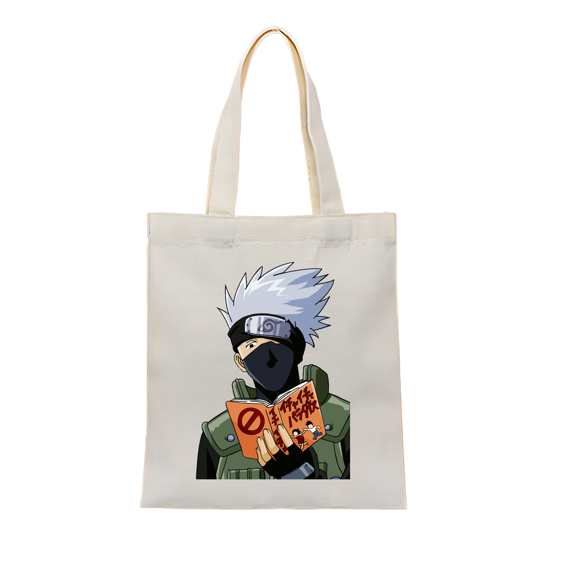 （画像用） NARUTO -ナルト- はたけ カカシ Hatake Kakashi 縦型キャンバス生地手提げバッグ　トートバッグ