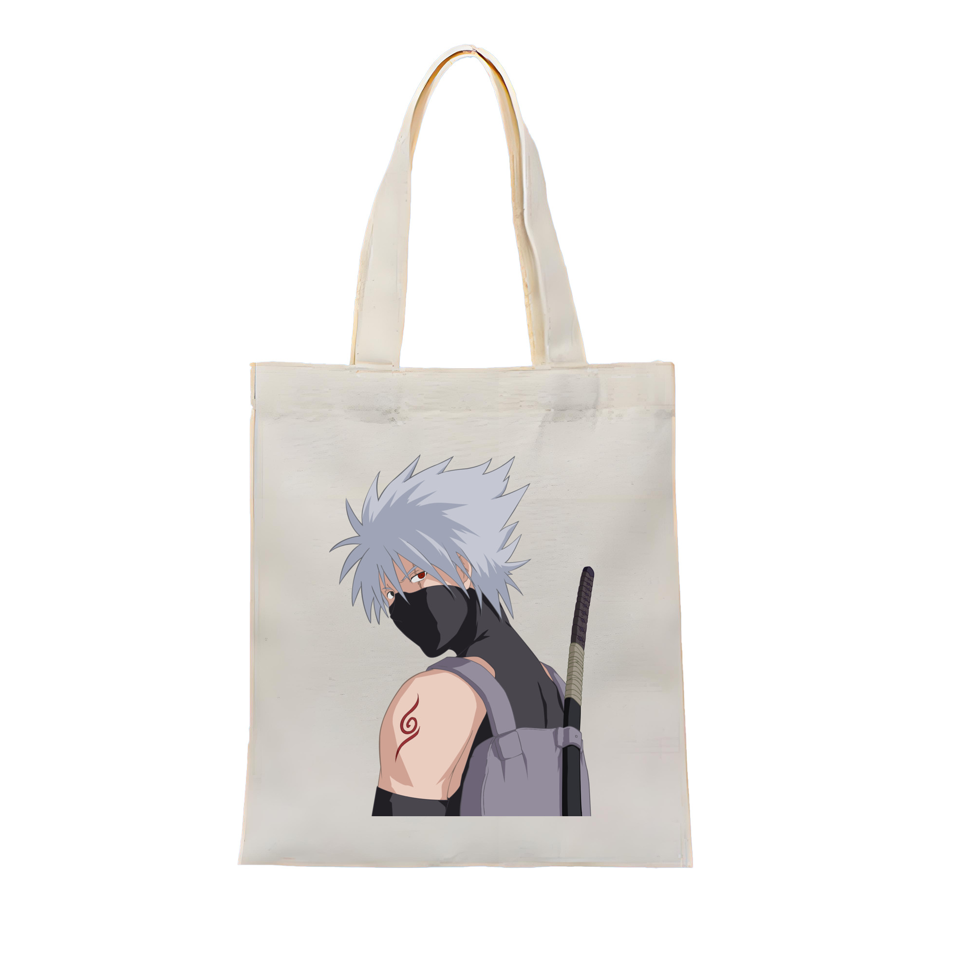 （画像用） NARUTO -ナルト- はたけ カカシ Hatake Kakashi 縦型キャンバス生地手提げバッグ　トートバッグ
