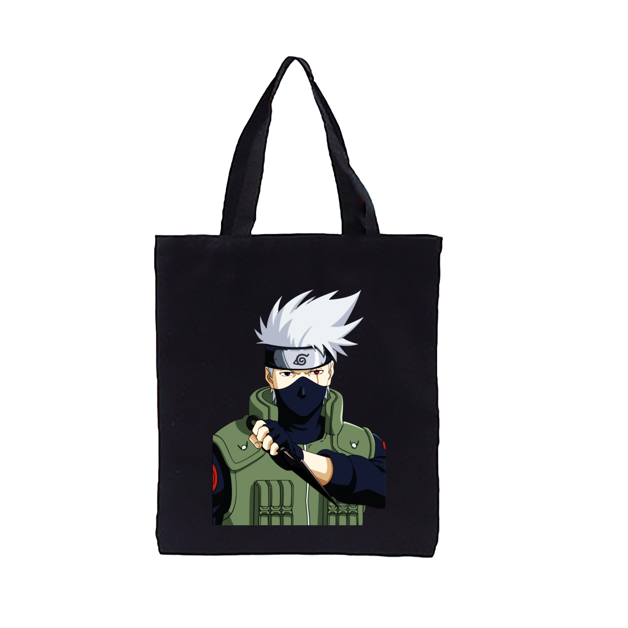 （画像用） NARUTO -ナルト- はたけ カカシ Hatake Kakashi 縦型キャンバス生地手提げバッグ　トートバッグ