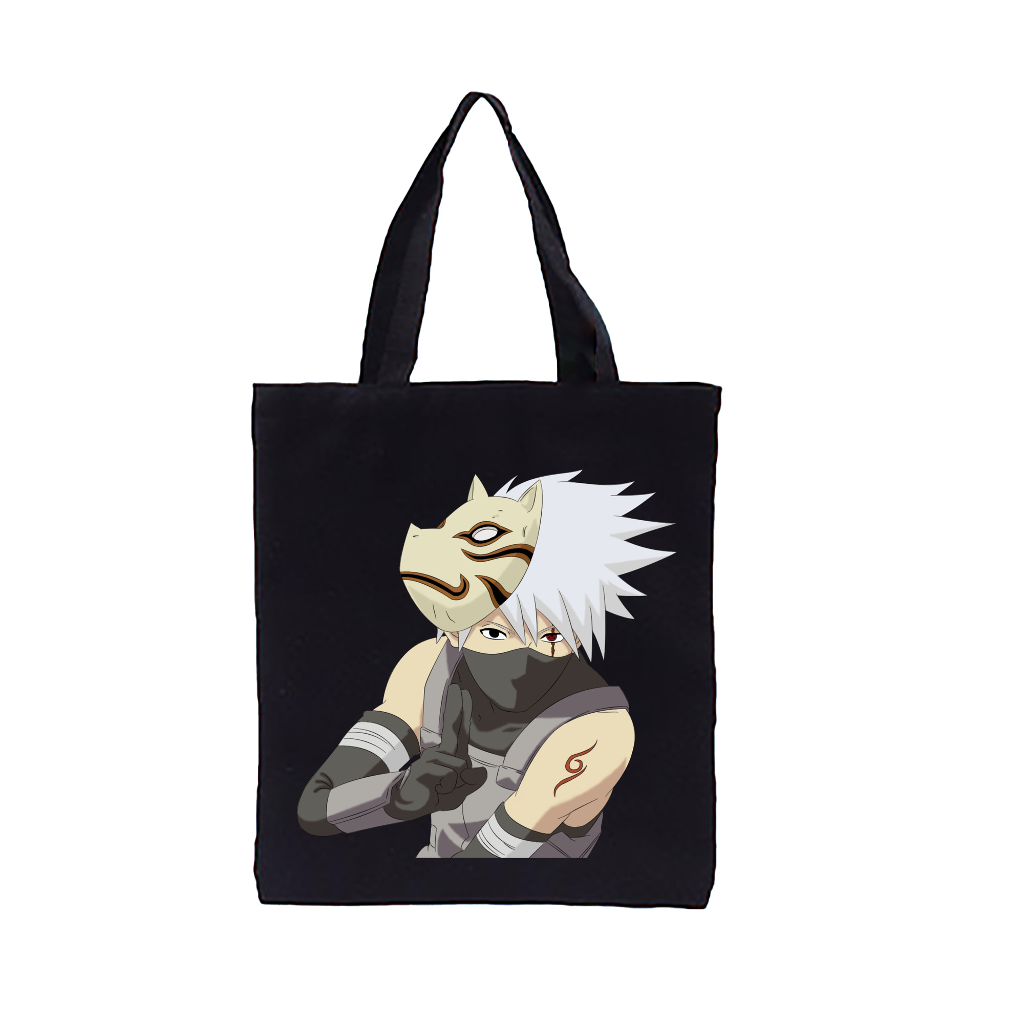 （画像用） NARUTO -ナルト- はたけ カカシ Hatake Kakashi 縦型キャンバス生地手提げバッグ　トートバッグ