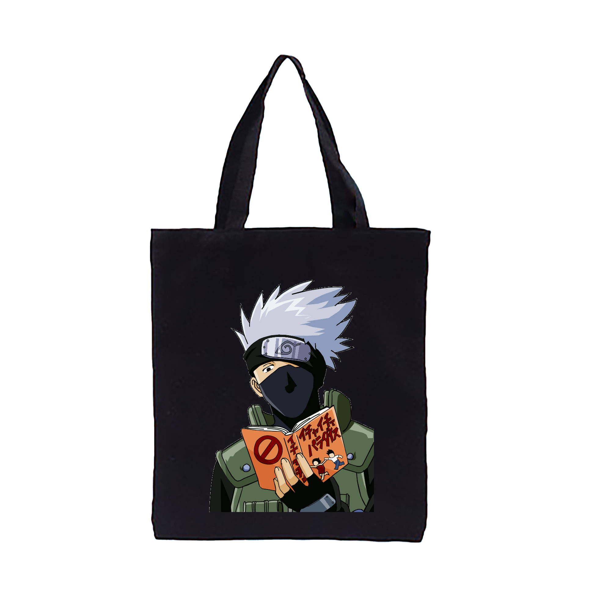 （画像用） NARUTO -ナルト- はたけ カカシ Hatake Kakashi 縦型キャンバス生地手提げバッグ　トートバッグ