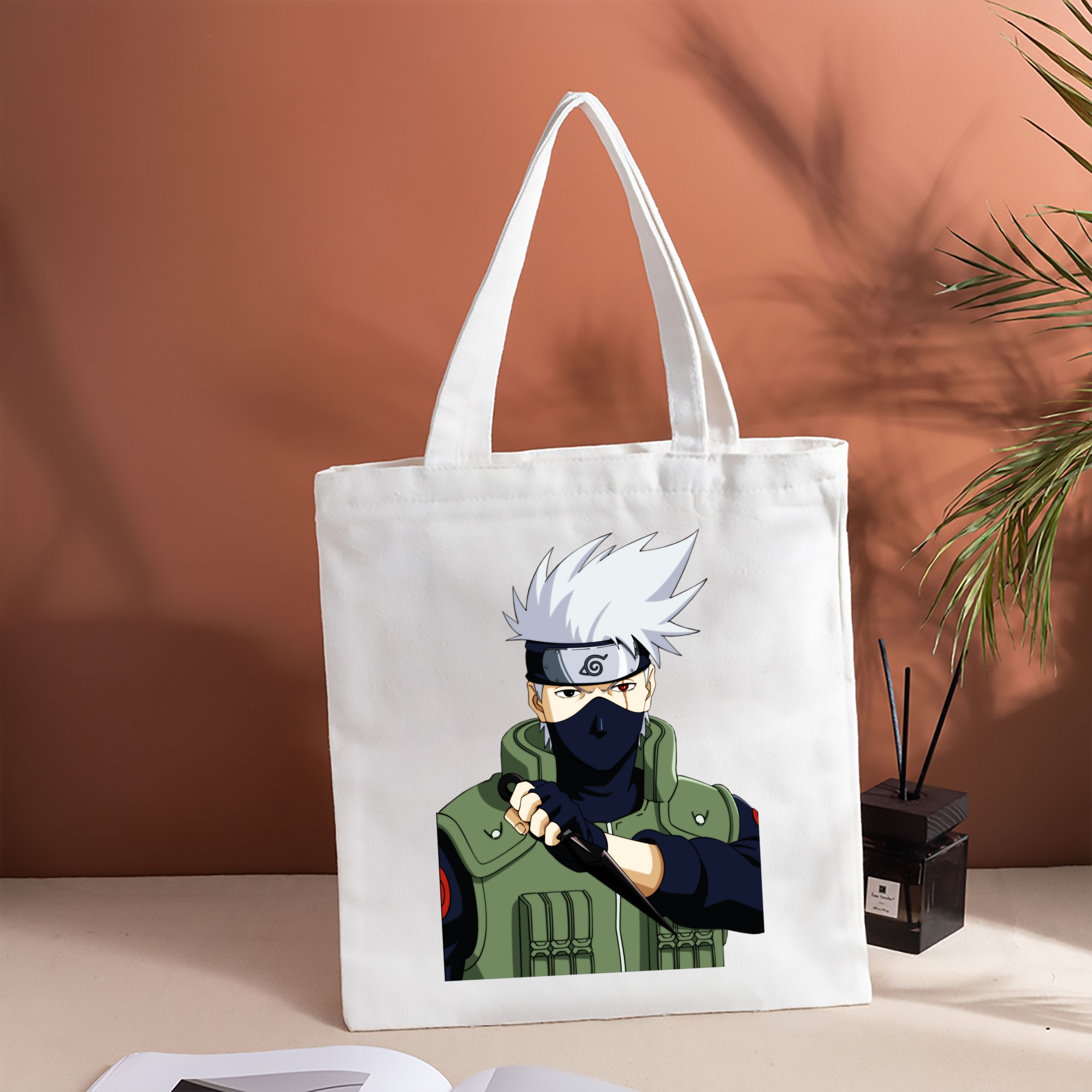NARUTO -ナルト- はたけ カカシ Hatake Kakashi 縦型キャンバス生地手提げバッグ　トートバッグ