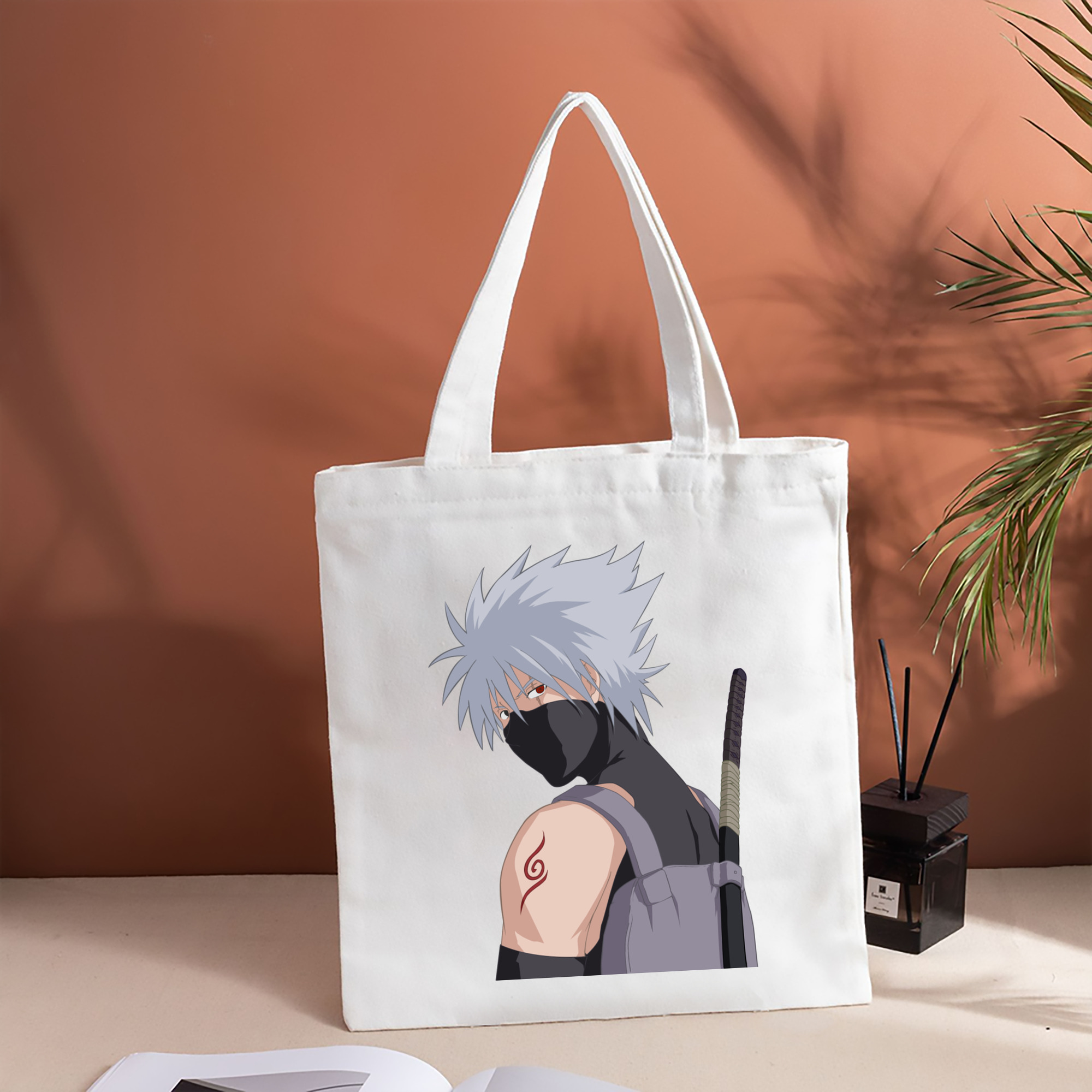NARUTO -ナルト- はたけ カカシ Hatake Kakashi 縦型キャンバス生地手提げバッグ　トートバッグ