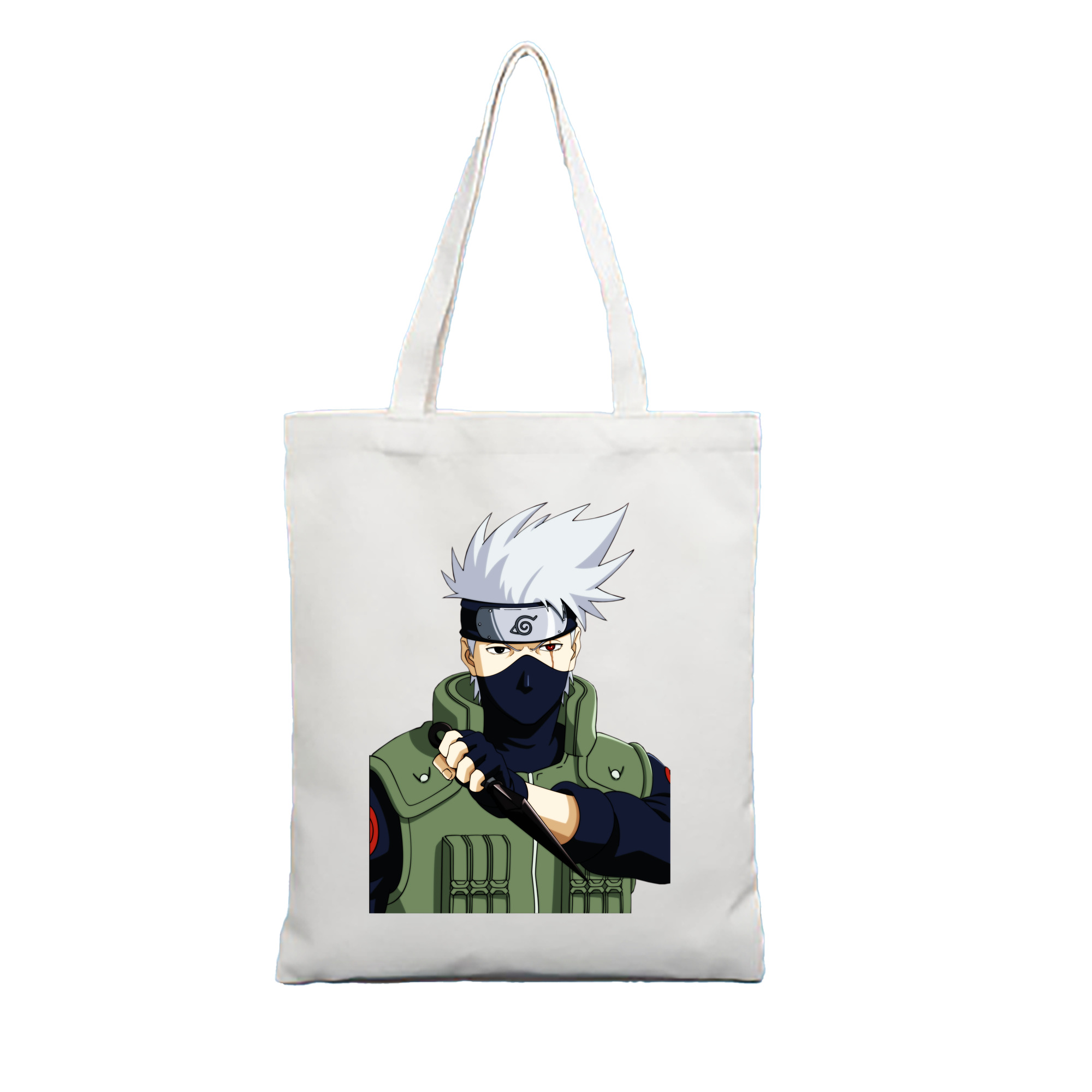 （画像用） NARUTO -ナルト- はたけ カカシ Hatake Kakashi 縦型キャンバス生地手提げバッグ　トートバッグ