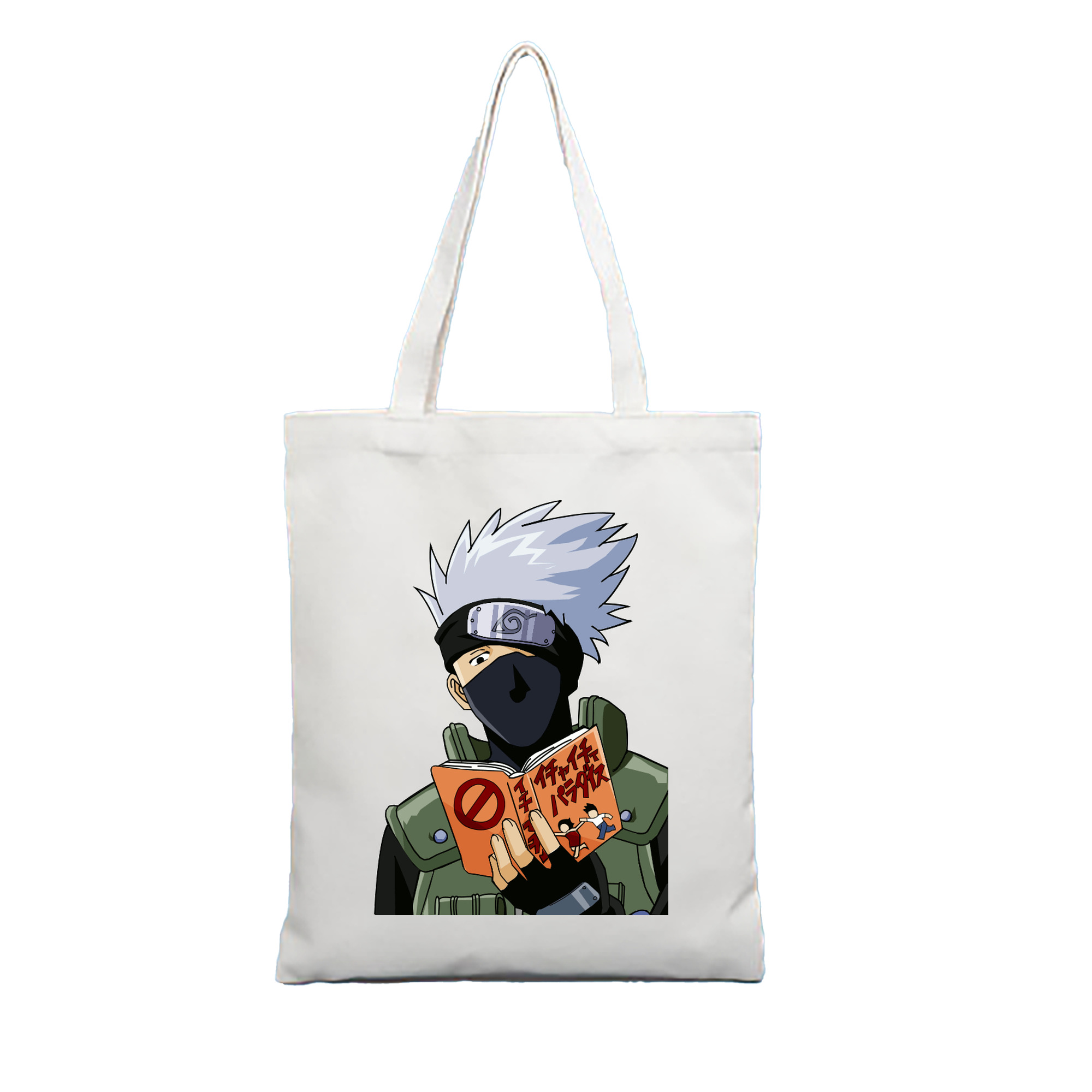 （画像用） NARUTO -ナルト- はたけ カカシ Hatake Kakashi 縦型キャンバス生地手提げバッグ　トートバッグ