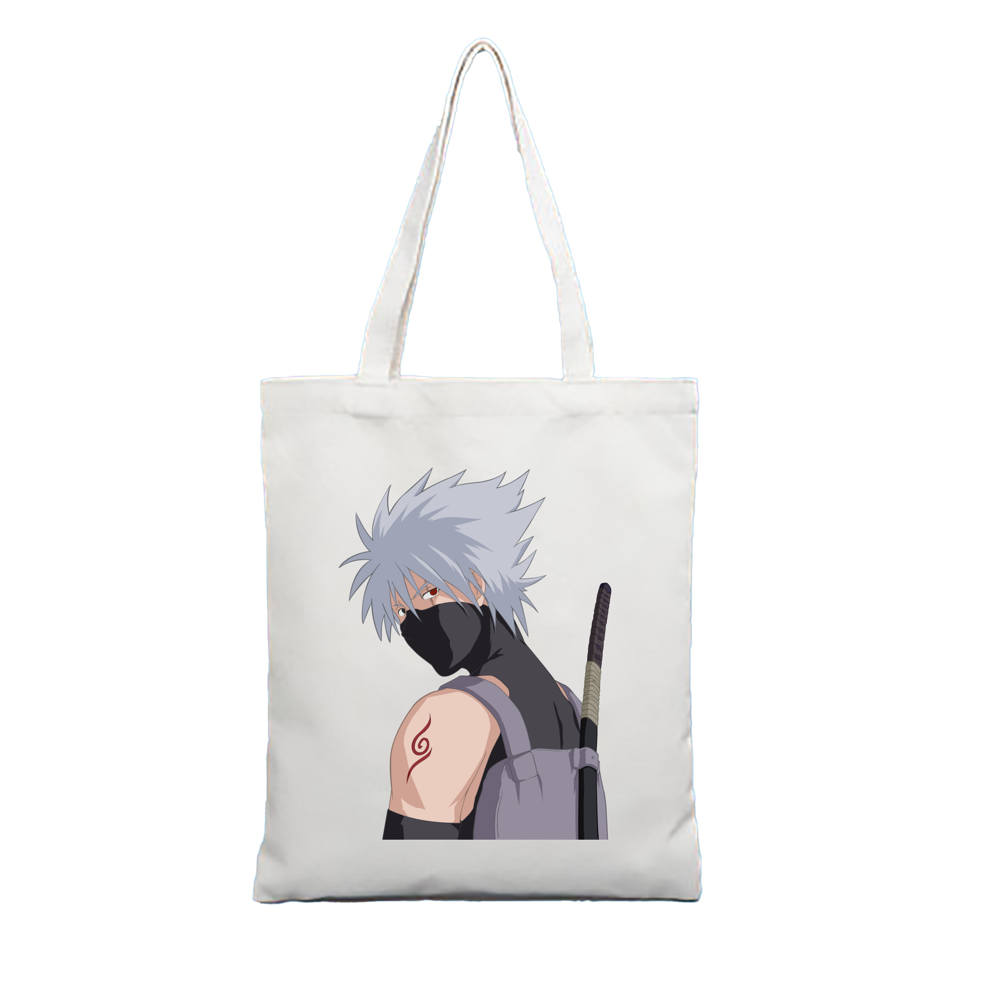 （画像用） NARUTO -ナルト- はたけ カカシ Hatake Kakashi 縦型キャンバス生地手提げバッグ　トートバッグ