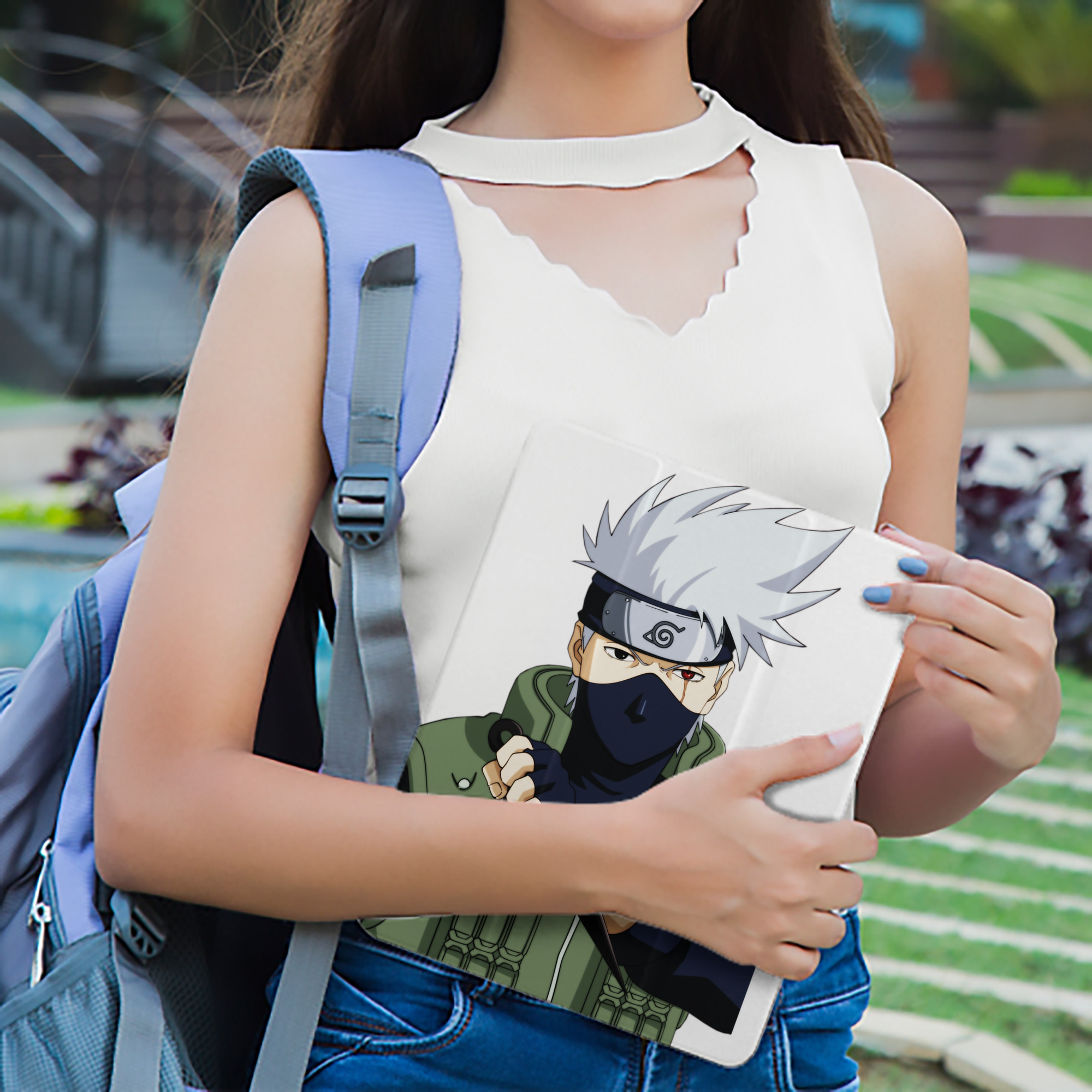 NARUTO -ナルト- はたけ カカシ Hatake Kakashi IPad ケース ペン収納付き 三つ折りスタンド PUレザー×シリコン 対応機種9.5/10.5/10.9インチ
